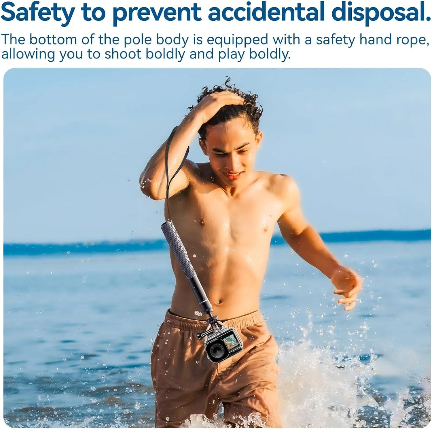 مونوپاد ضد آب 360 درجه با بند دستی، میله اکستنشن غواصی زیر آب، میله مونوپاد برای GoPro Hero 12 11 10 9 8 7 6 Go Pro Max Mini Insta360 X3 GO3 DJI Action 3 4 لوازم جانبی