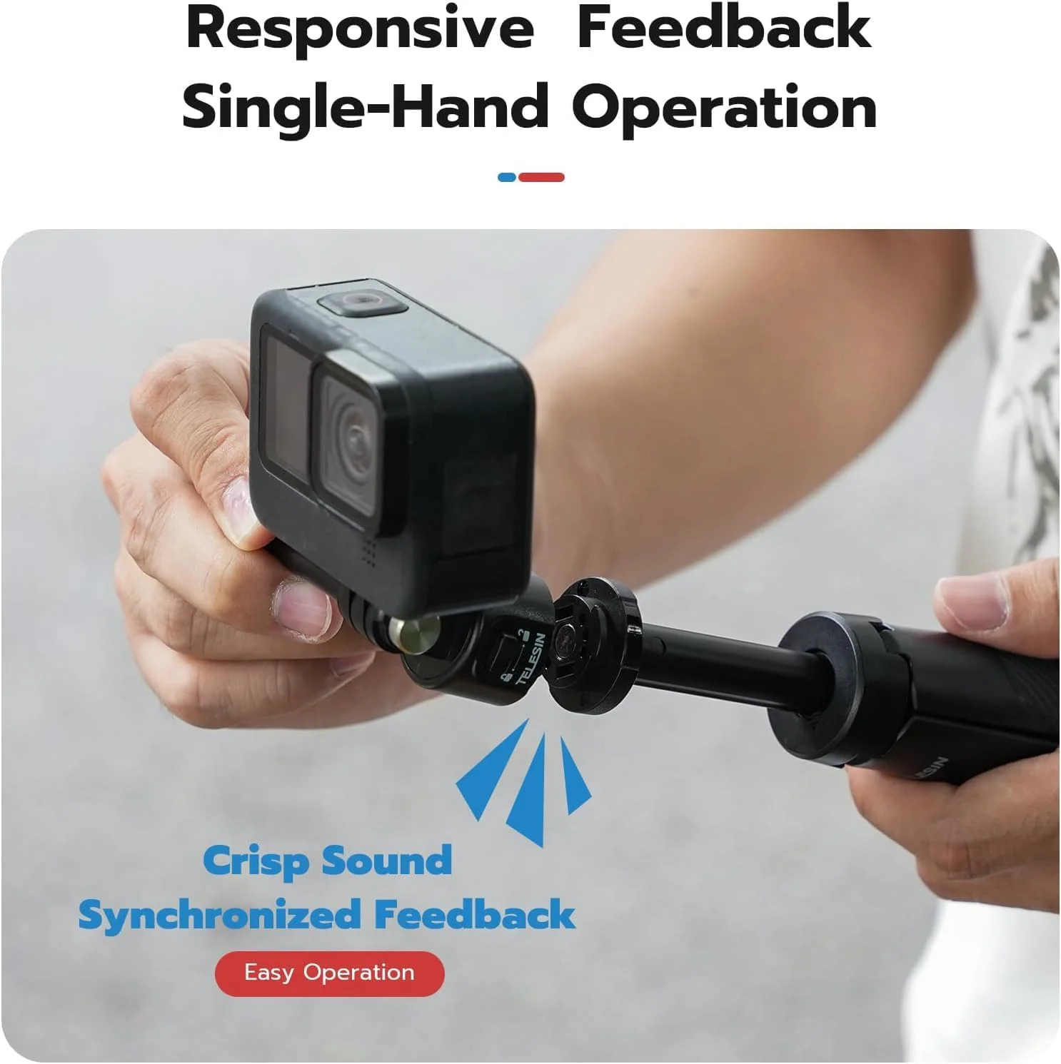 سه پایه رومیزی کوچک با اتصال سریع TELESIN 2.0 سازگار با GoPro Insta360 DJI Action Osmo Pocket | سایز جمع و جور، قابل افزایش طول، مونوپاد دوربین