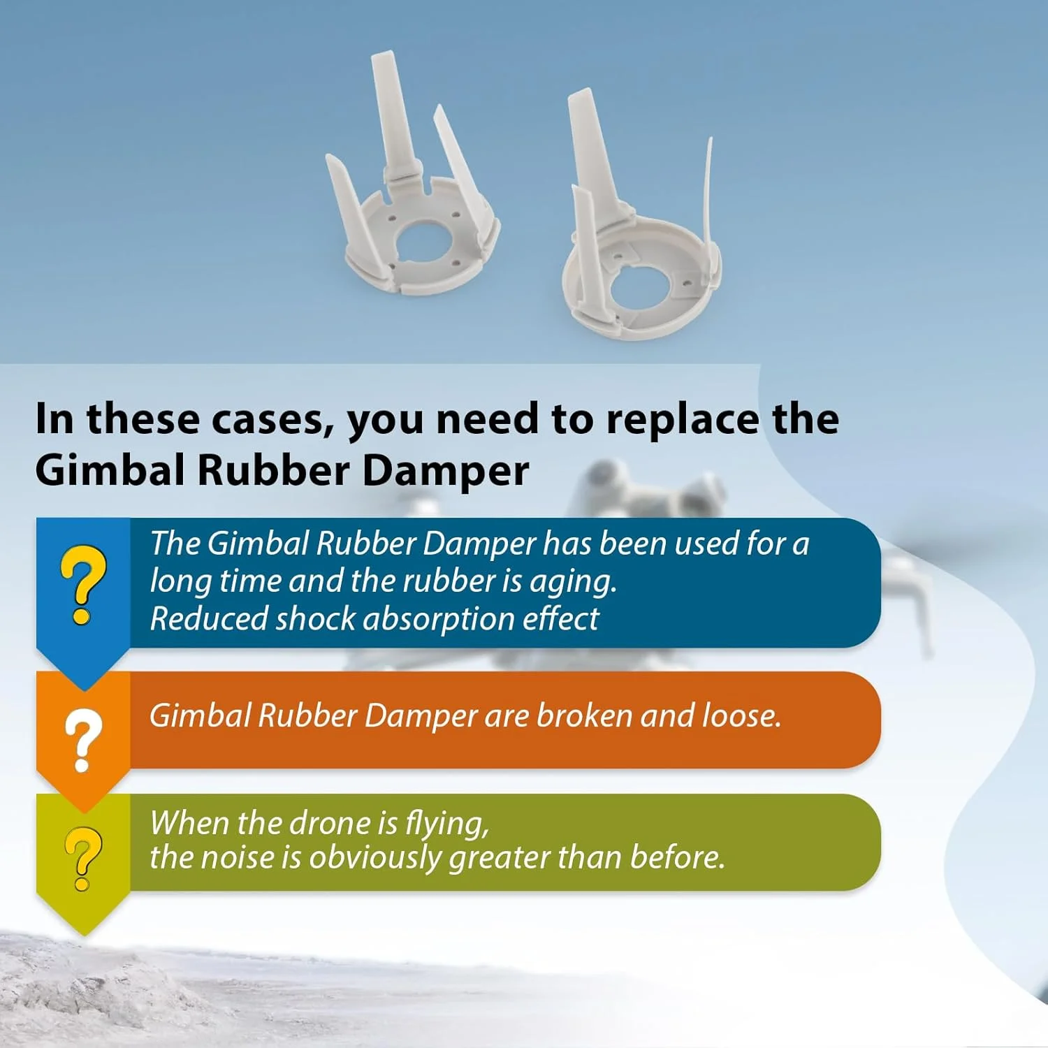 لاستیک لرزشگیر گیمبال جایگزین HBIHGHHONG برای DJI Mini 4 Pro به همراه ابزار تعمیر (لاستیک چپ و راست)