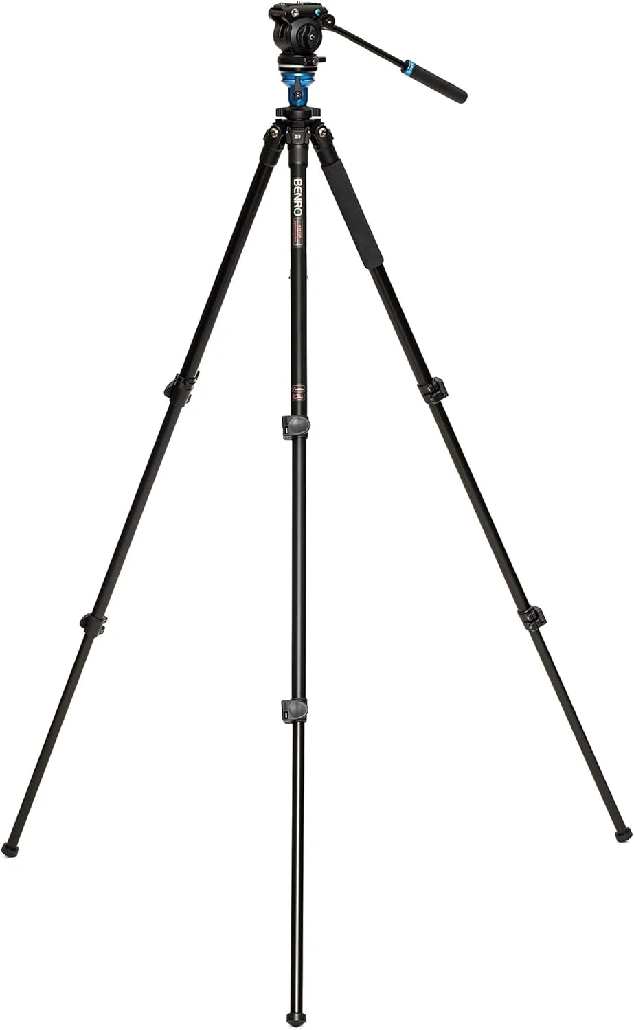 سه پایه فیلمبرداری آلومینیومی Benro A1573F سری 1 به همراه هد S2PRO - ستون تراز، 3 بخش پایه، قفل گیره ای پایه