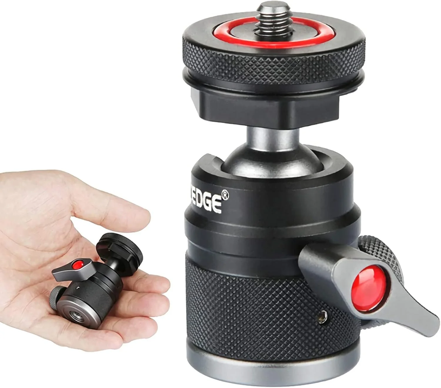 آداپتور مینی هد توپی سه پایه دوربین MAKINGTEC، هد سه پایه آلومینیومی با قابلیت چرخش 360 درجه، مانت کفشک سرد با پیچ 1/4 اینچی برای دوربین DSLR/پایه نور/تلفن همراه/تک پایه/دوربین اکشن.