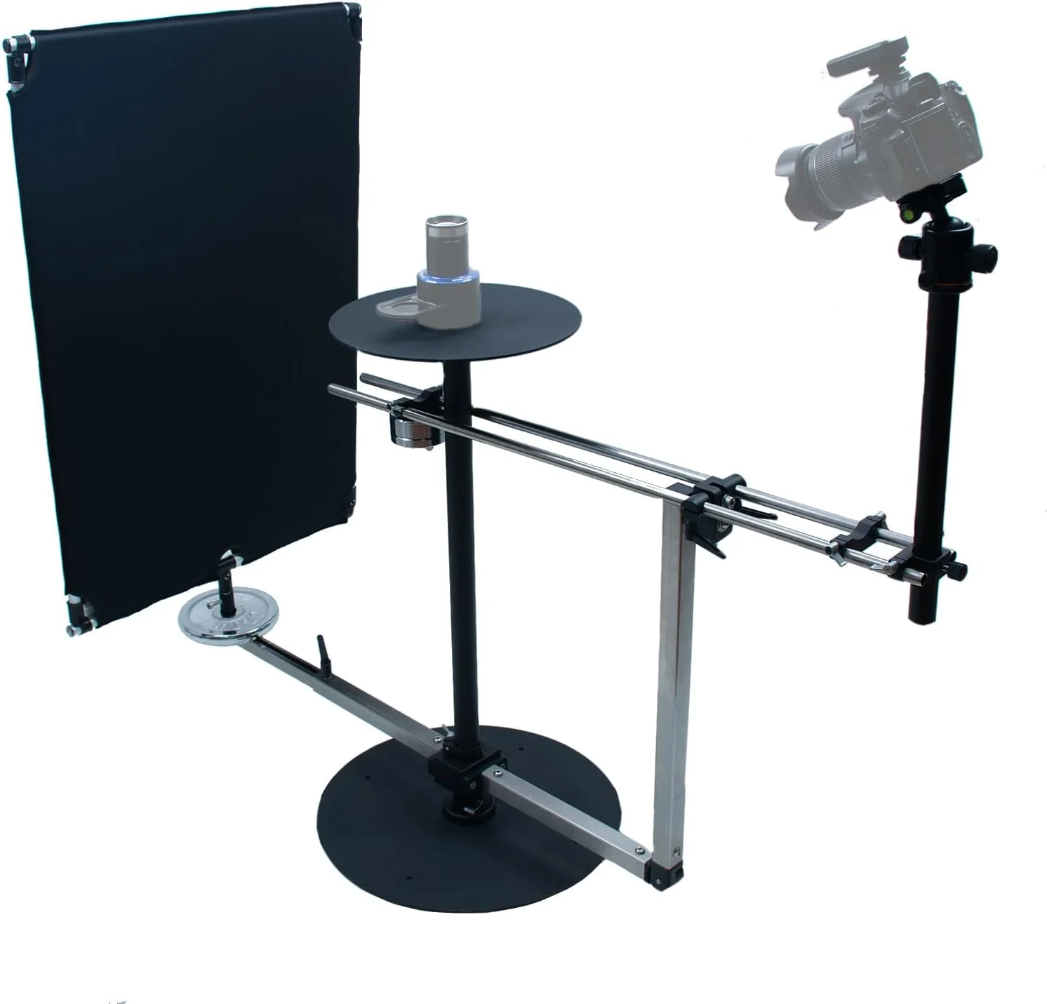 پایه فیلمبرداری چرخشی 360 درجه 2 محوره DF DIGITALFOTO V360SE - ارتفاع و فاصله قابل تنظیم، سبک های ویدیویی متنوع (بسته بندی آسیب دیده است، اما محتویات داخلی سالم هستند)