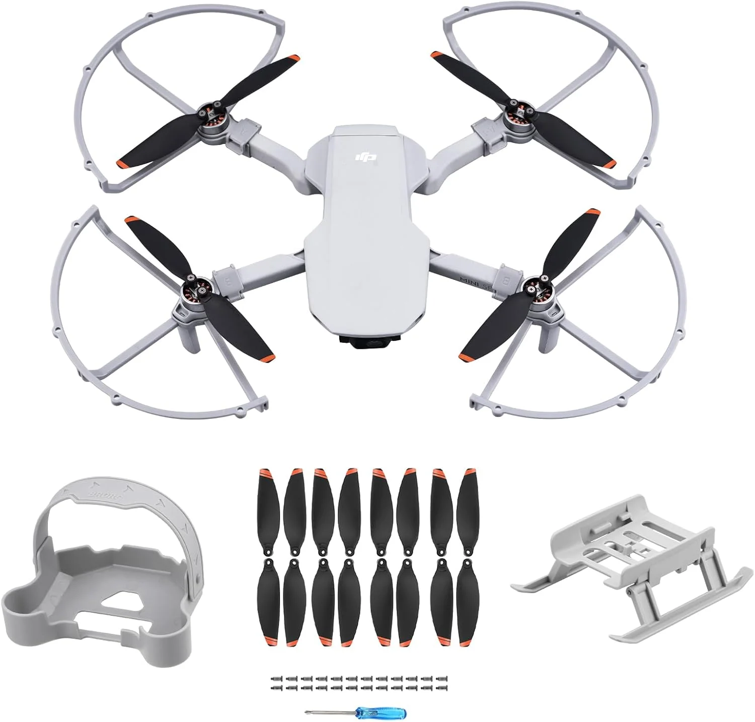 پروانه، محافظ پروانه، پایه لندینگ و نگهدارنده پروانه HeiyRC Mini 4K 2 SE، بسته 16 عددی تیغه، بسته 4 در 1 مناسب برای DJI Mavic Mini 2 SE/Mini 4K/Mini SE/Mini 2 Fly More Combo مجموعه لوازم جانبی پهپاد