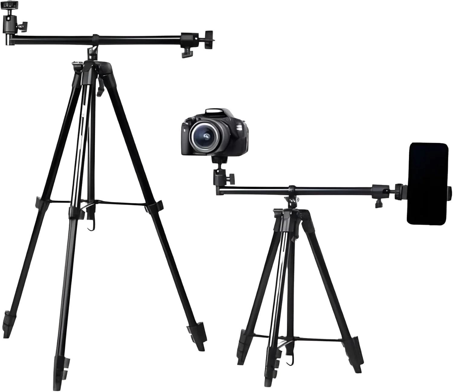 سه پایه دوربین و گوشی موبایل نکست استور به همراه بازوی جانبی، سه پایه فیلمبرداری حرفه ای، پایه ایستاده قابل تنظیم برای پخش زنده/عکاسی/ولاگ، سازگار با DSLR/iPhone/Android