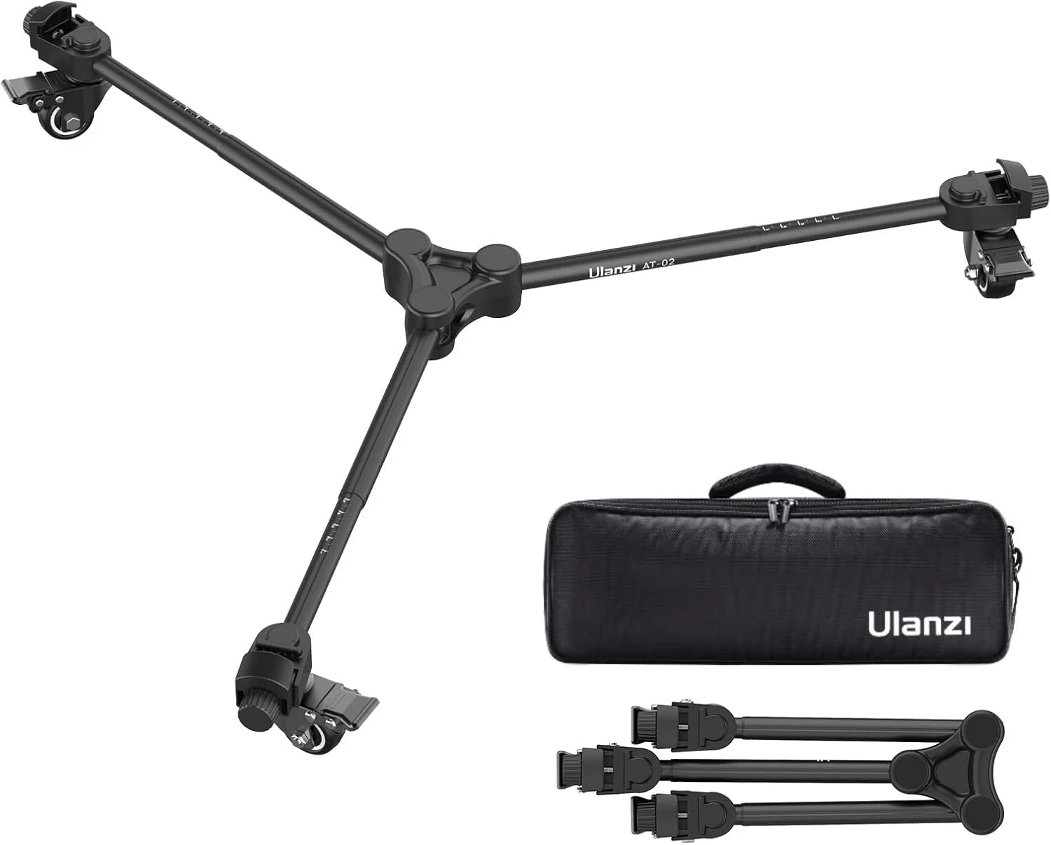 کیت دالی سه پایه قابل حمل Ulanzi AT-03 با چرخ های چرخان 360 درجه | ظرفیت بار 20 کیلوگرم، وزن 425 گرم | سازگار با پایه نور استودیویی جهانی، سه پایه فیلمبرداری و عکاسی | تاشو با نگهداری آسان + کیف حمل