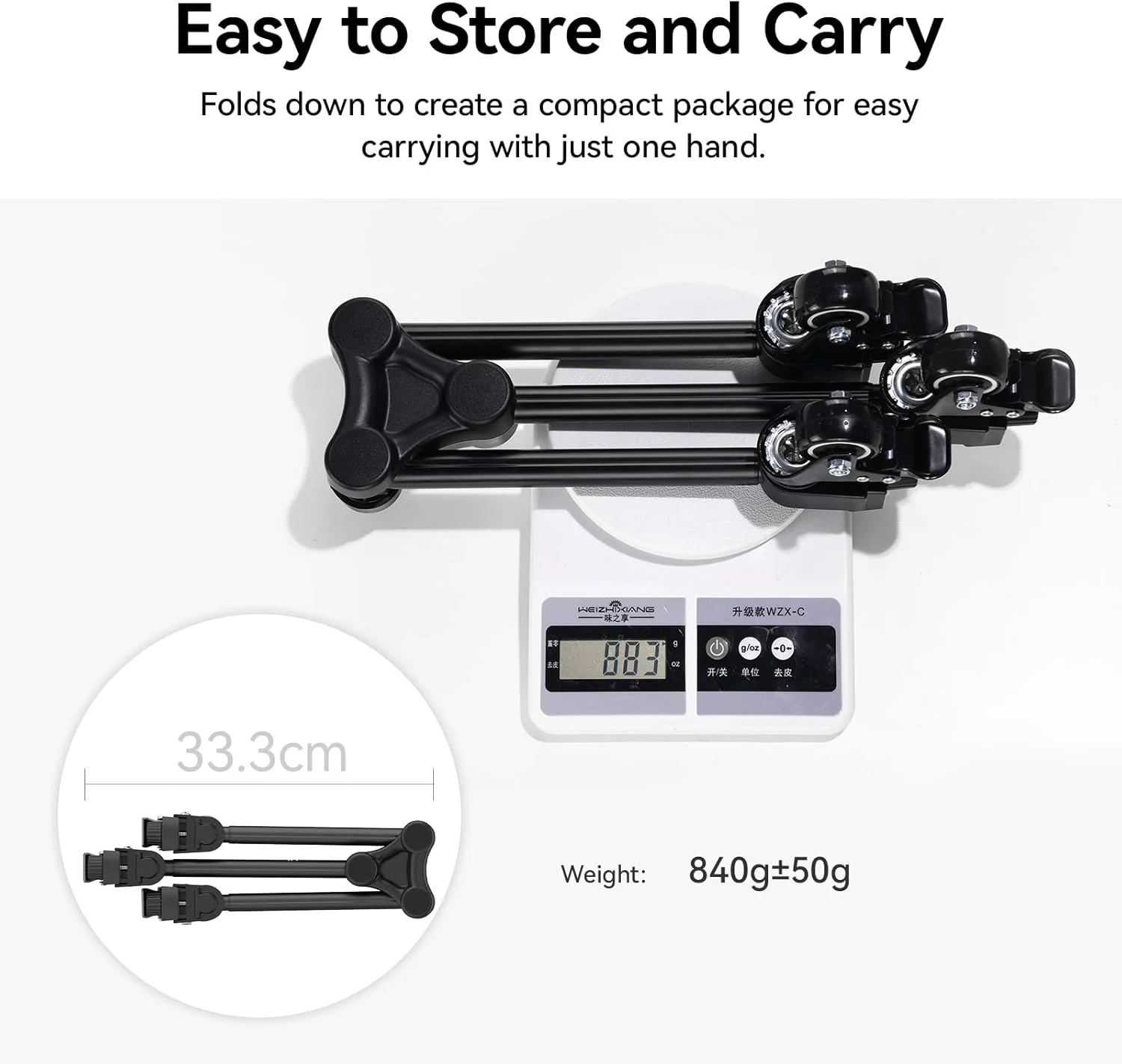 کیت دالی سه پایه قابل حمل Ulanzi AT-03 با چرخ های چرخان 360 درجه | ظرفیت بار 20 کیلوگرم، وزن 425 گرم | سازگار با پایه نور استودیویی جهانی، سه پایه فیلمبرداری و عکاسی | تاشو با نگهداری آسان + کیف حمل