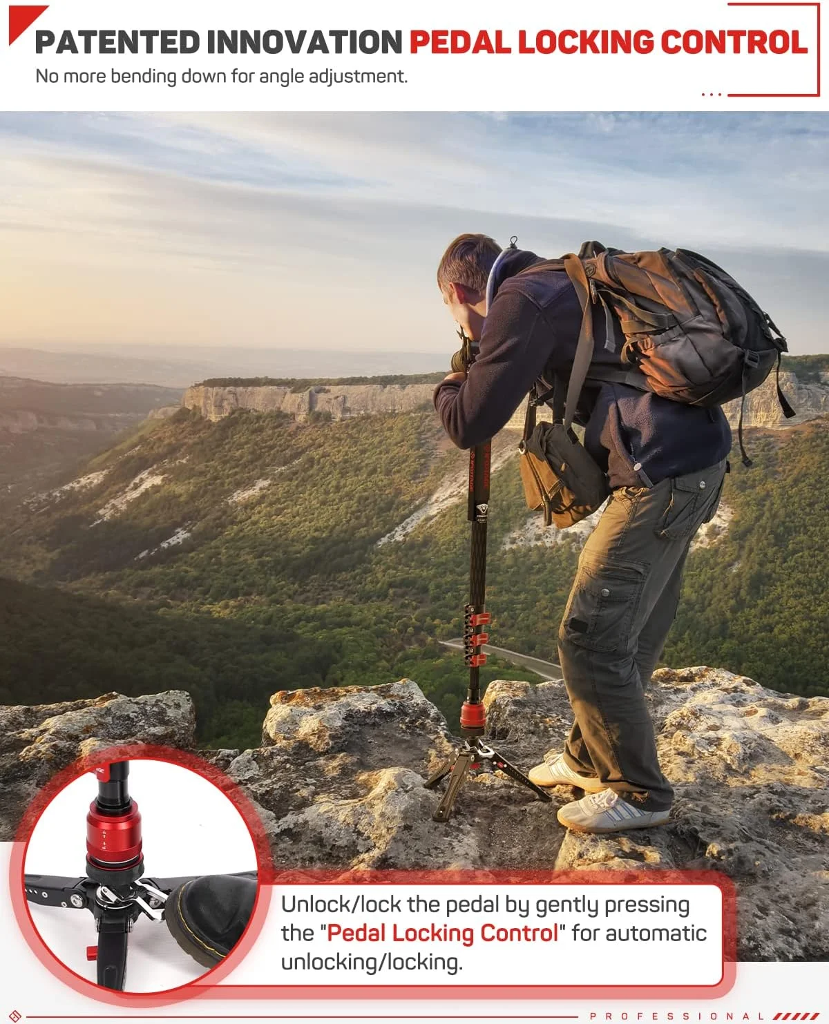 تک پایه دوربین IFOOTAGE Cobra 3 C180F-P، پایه تک پایه دوربین 71 اینچی با پایه، فیبر کربن حرفه ای مسافرتی، حداکثر وزن قابل تحمل 8 کیلوگرم