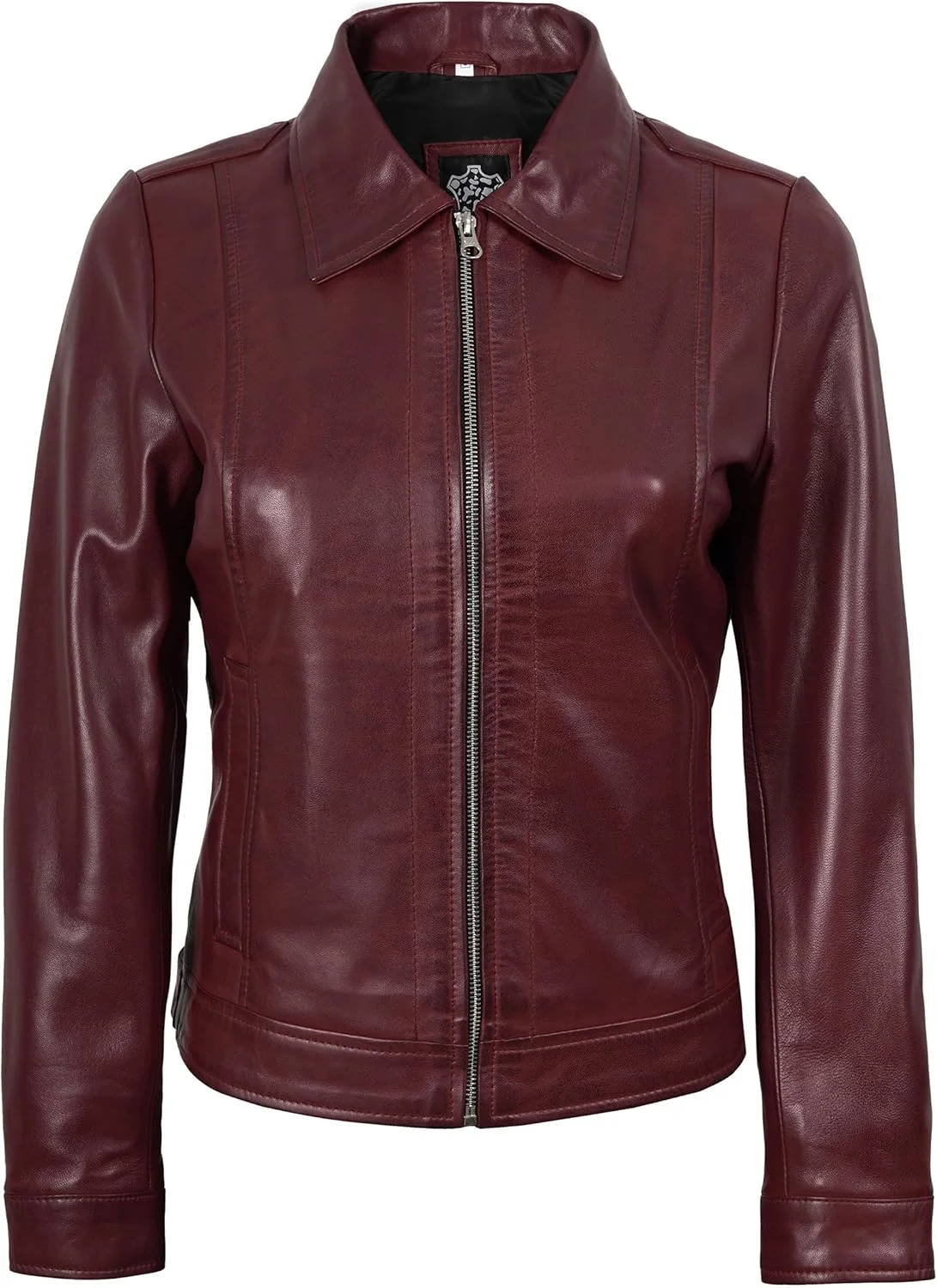 کت چرمی زنانه دکروم با کلاه جداشدنی