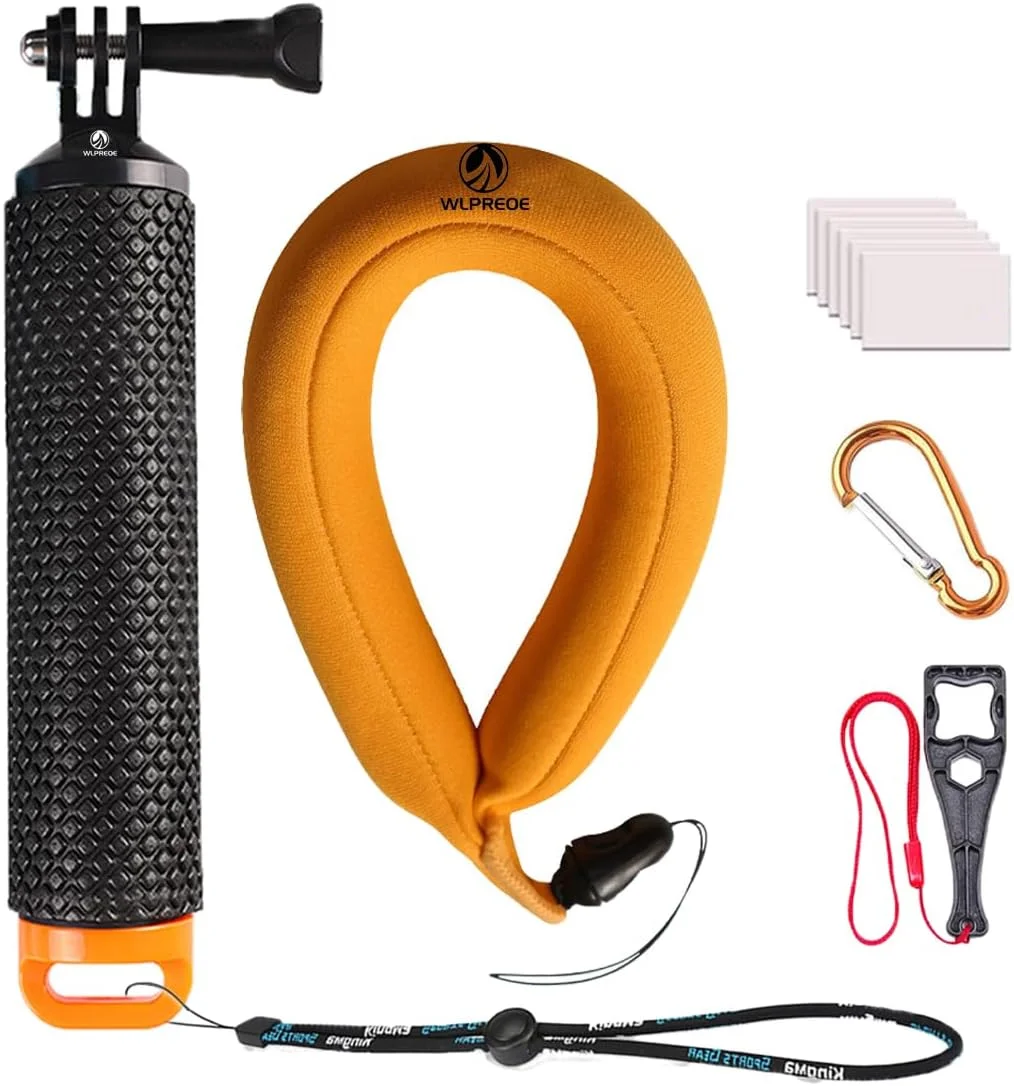 WLPREOE دسته شناور ضد آب برای GoPro + بند شناور دوربین برای آیفون، دوربین زیر آب، برای GoPro Hero 11 10 9 8 7 6 (نارنجی) - لوازم جانبی دوربین خود را ایمن کنید!
