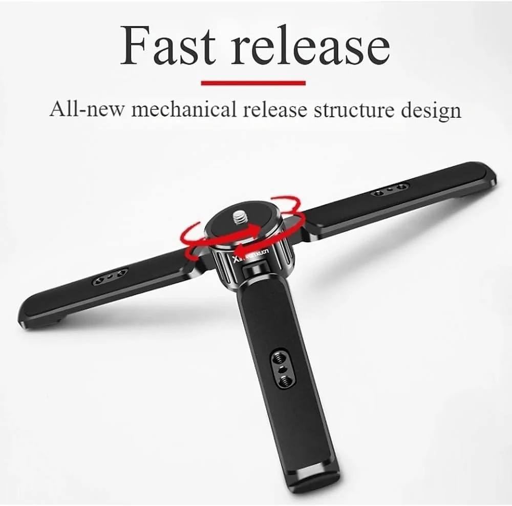 سه پایه کوچک آلومینیومی قابل تنظیم برای استابلایزر DJI/Zhiyun - پایه رومیزی Vlog با سوراخ های پیچ 1/4 اینچی، سازگار با Osmo Mobile و تلفن های هوشمند (دسته رهاسازی سریع)