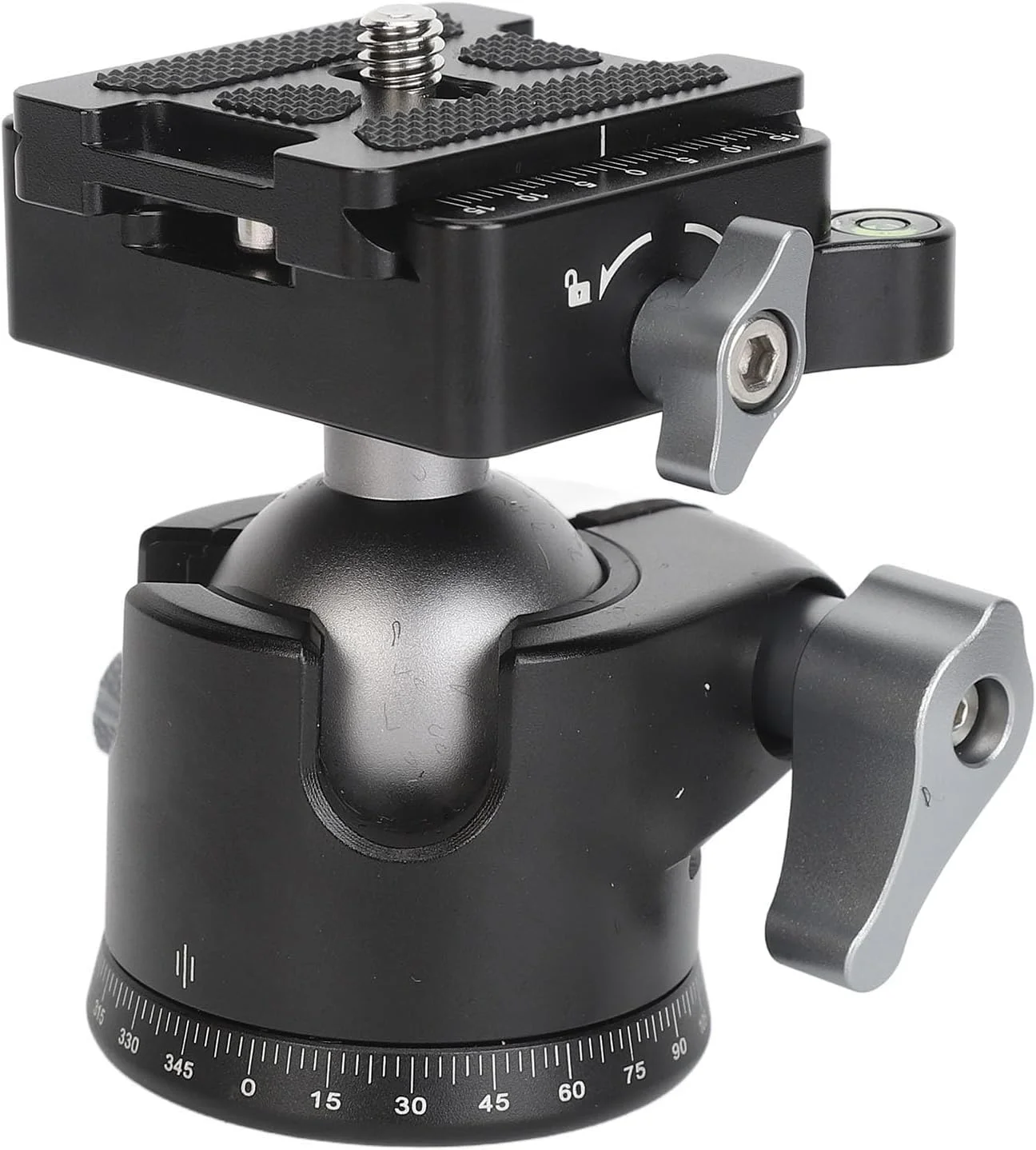 سر توپی سه پایه Jectse، سر توپی پانورامیک 32 میلی متری سه پایه با سوراخ پیچ 1/4 اینچی و مرکز ثقل پایین به همراه صفحه رهاسازی سریع برای تلفن های همراه