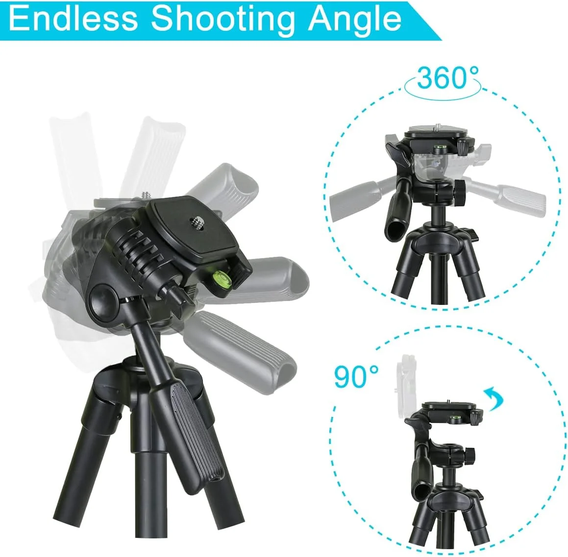 پایه نگهدارنده گوشی و دوربین Endurax 60 اینچی برای دوربین های DSLR کانن نیکون به همراه هولدر یونیورسال گوشی، تراز حباب و کیف حمل - تصویر 3 پایه نگهدارنده گوشی و دوربین Endurax 60 اینچی برای دوربین های DSLR کانن نیکون به همراه هولدر یونیورسال گوشی، تراز حباب و کیف حمل - تصویر 3