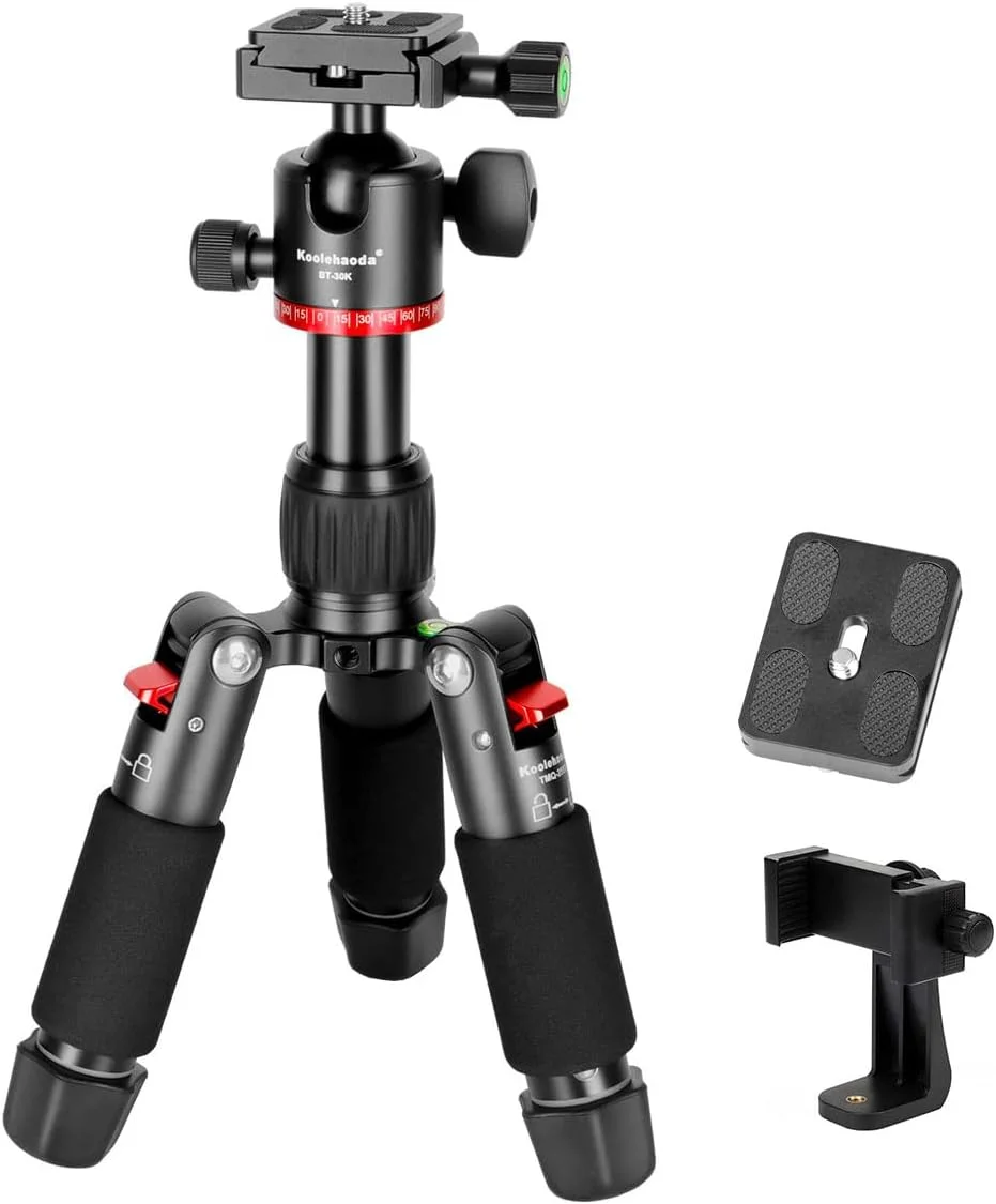 سه پایه کوچک قابل حمل کولهائودا 46 سانتی متری، سه پایه رومیزی با سر توپی 360 درجه و دو صفحه رهاسازی سریع 1/4 اینچی برای دوربین فیلمبرداری، دوربین DSLR