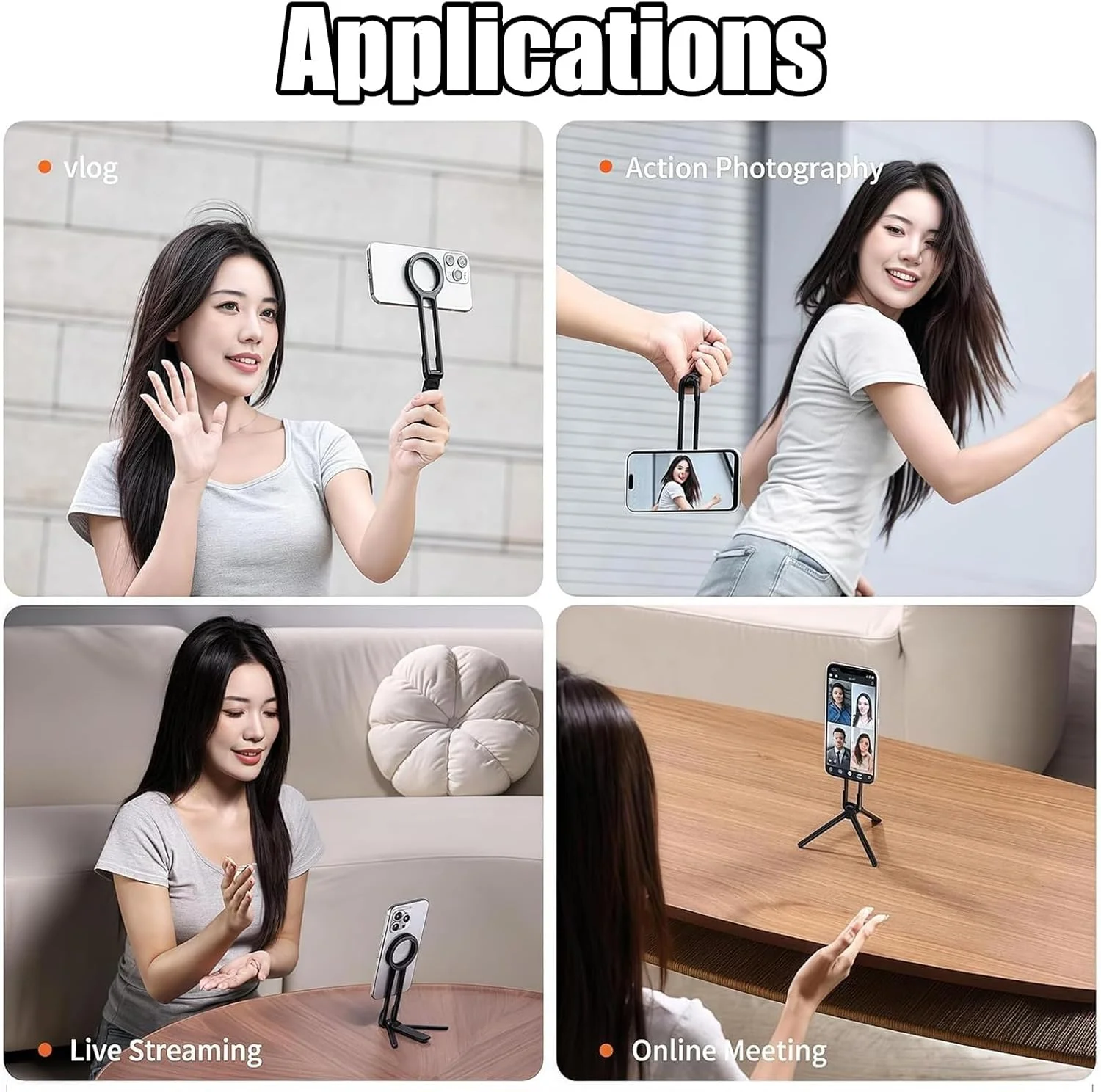 سه پایه مغناطیسی تلفن MA38، نگهدارنده آلومینیومی تلفن هوشمند، نگهدارنده قابل حمل تلفن، مونوپاد تاشو کوچک مسافرتی، برای ولاگ، باشگاه، لوازم ضروری سفر (2 عدد)