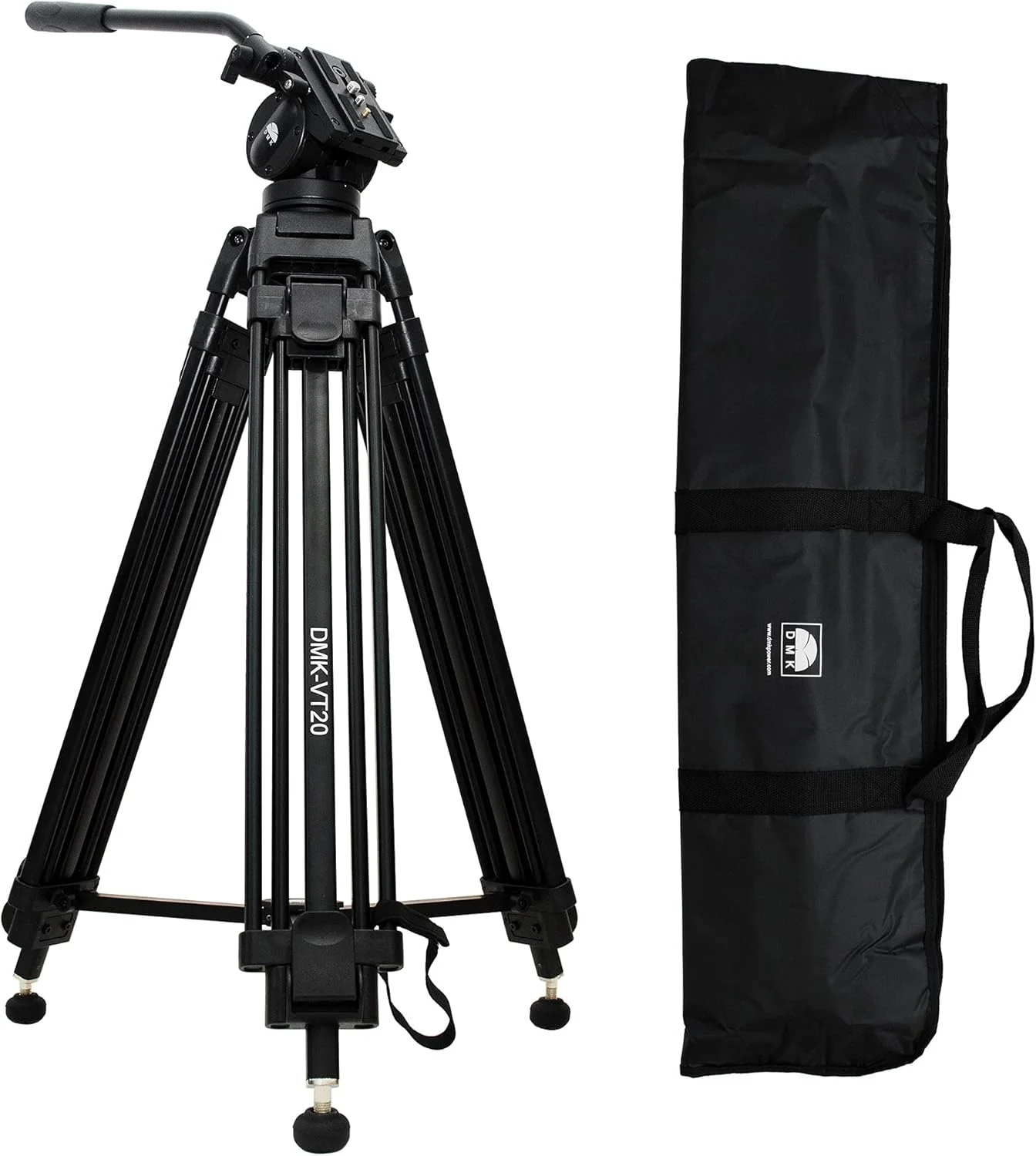 سه پایه فیلمبرداری حرفه ای DMK Power-VT20 سه مرحله ای با هد روان، حداکثر ارتفاع 155 سانتی متر، حداکثر تحمل وزن 20 کیلوگرم