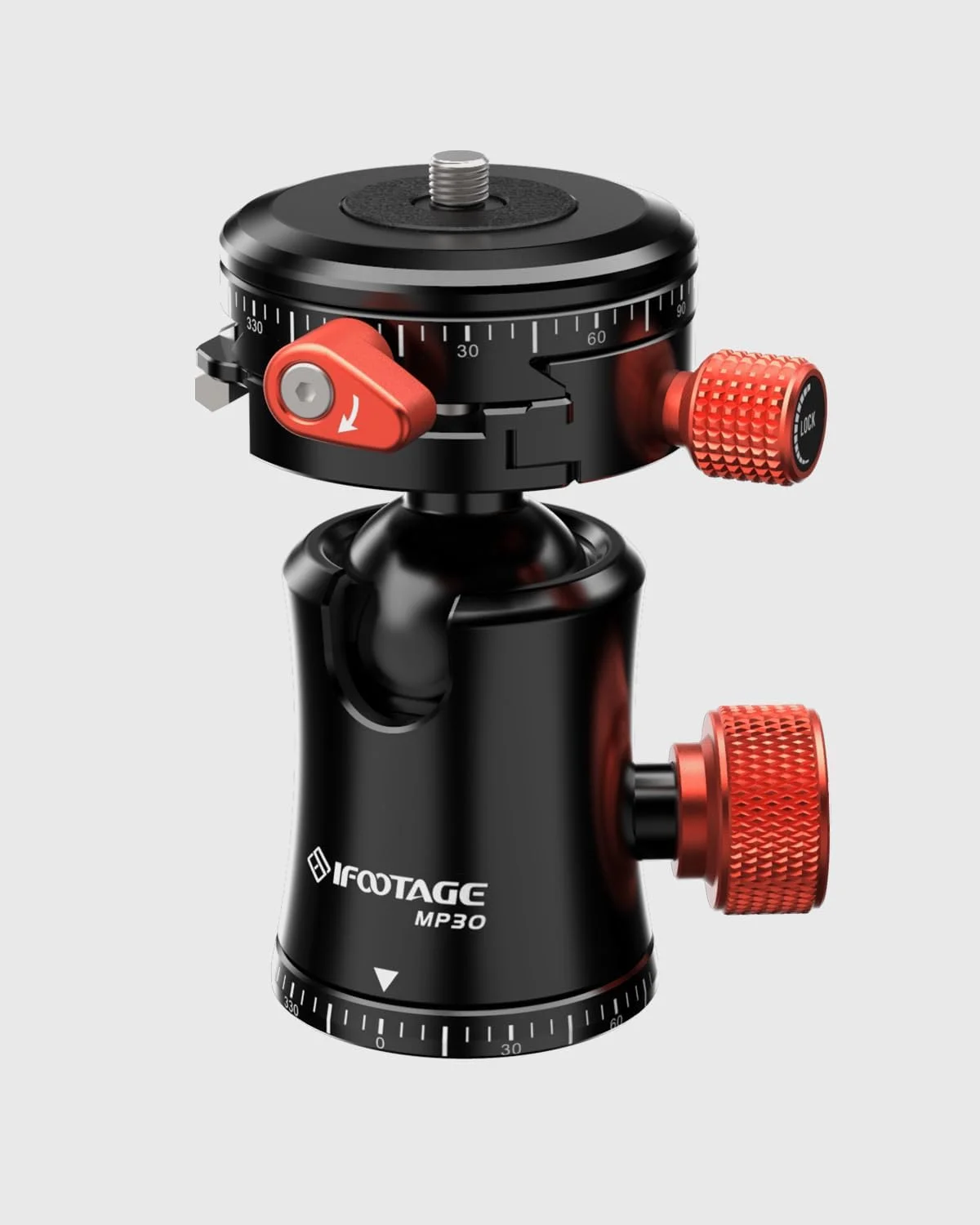 سر سه پایه کوچک IFOOTAGE Komodo MP30 برای دوربین، DSLR، سه پایه، تک پایه، سر فیلمبرداری کوچک آلومینیومی، با صفحه رهاسازی سریع پانوراما 360 درجه، حداکثر تحمل وزن 10 کیلوگرم، Komodo MP30