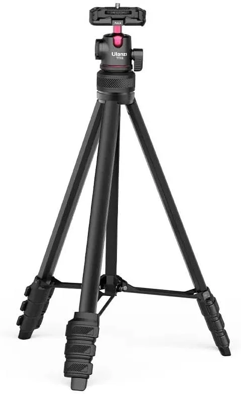 سه پایه ویدئویی گوشی و دوربین ULANZI 2 در 1 مدل TT51 - سه پایه قابل حمل با سر توپی چرخان 360 درجه، جای کفشک سرد مخفی، وزن سبک 600 گرم، طول 1.38 متر، سه پایه 5 قسمتی قابل افزایش برای ولاگ