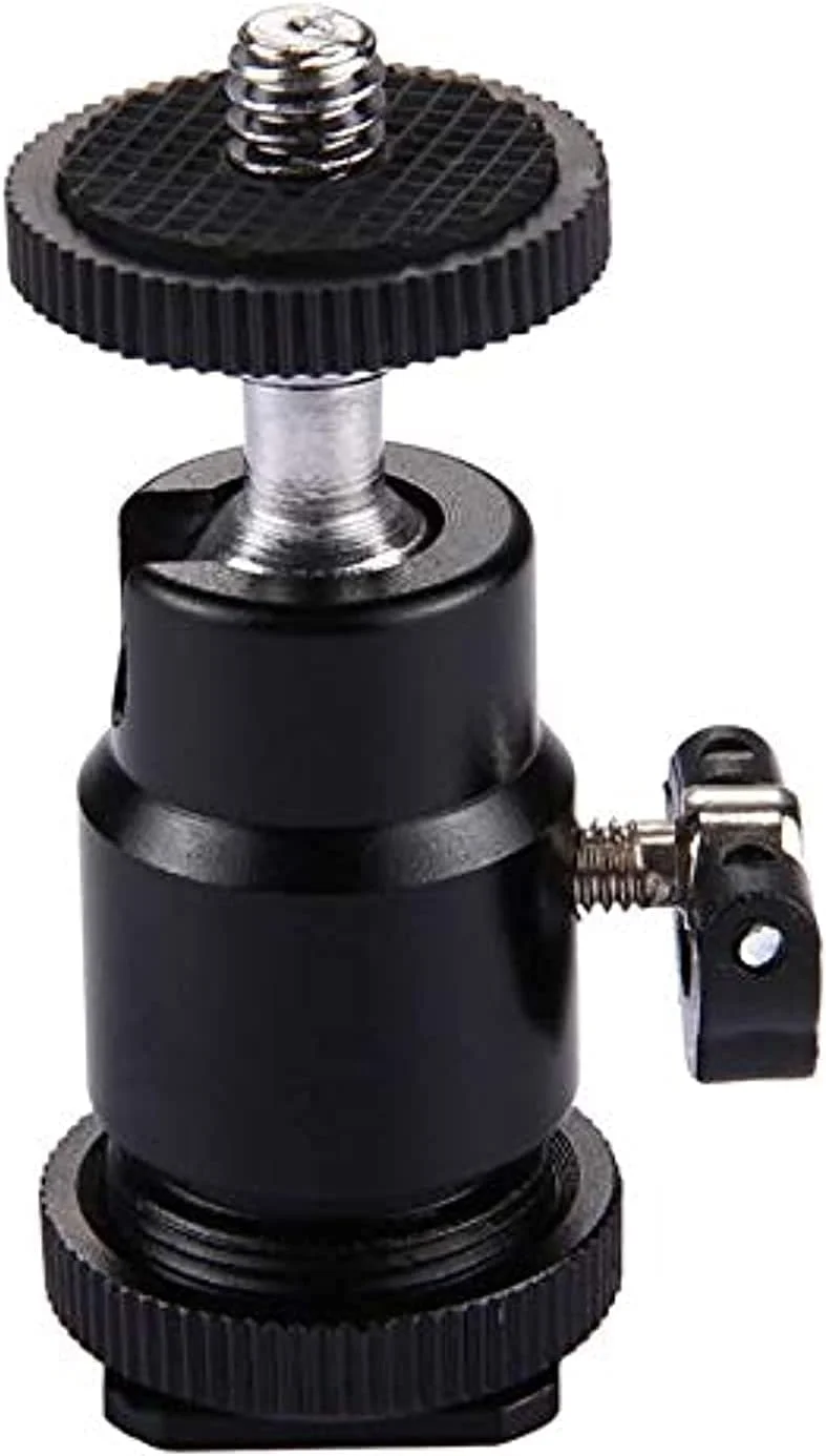 سر توپی کوچک چرخان 360 درجه آلیاژ آلومینیوم روبیک با آداپتور اتصال کفشک گرم 1/4 اینچی برای دوربین های DSLR مانند کانن، نیکون، سونی/دوربین فیلمبرداری، HTC Vive، پایه نور، GoPro