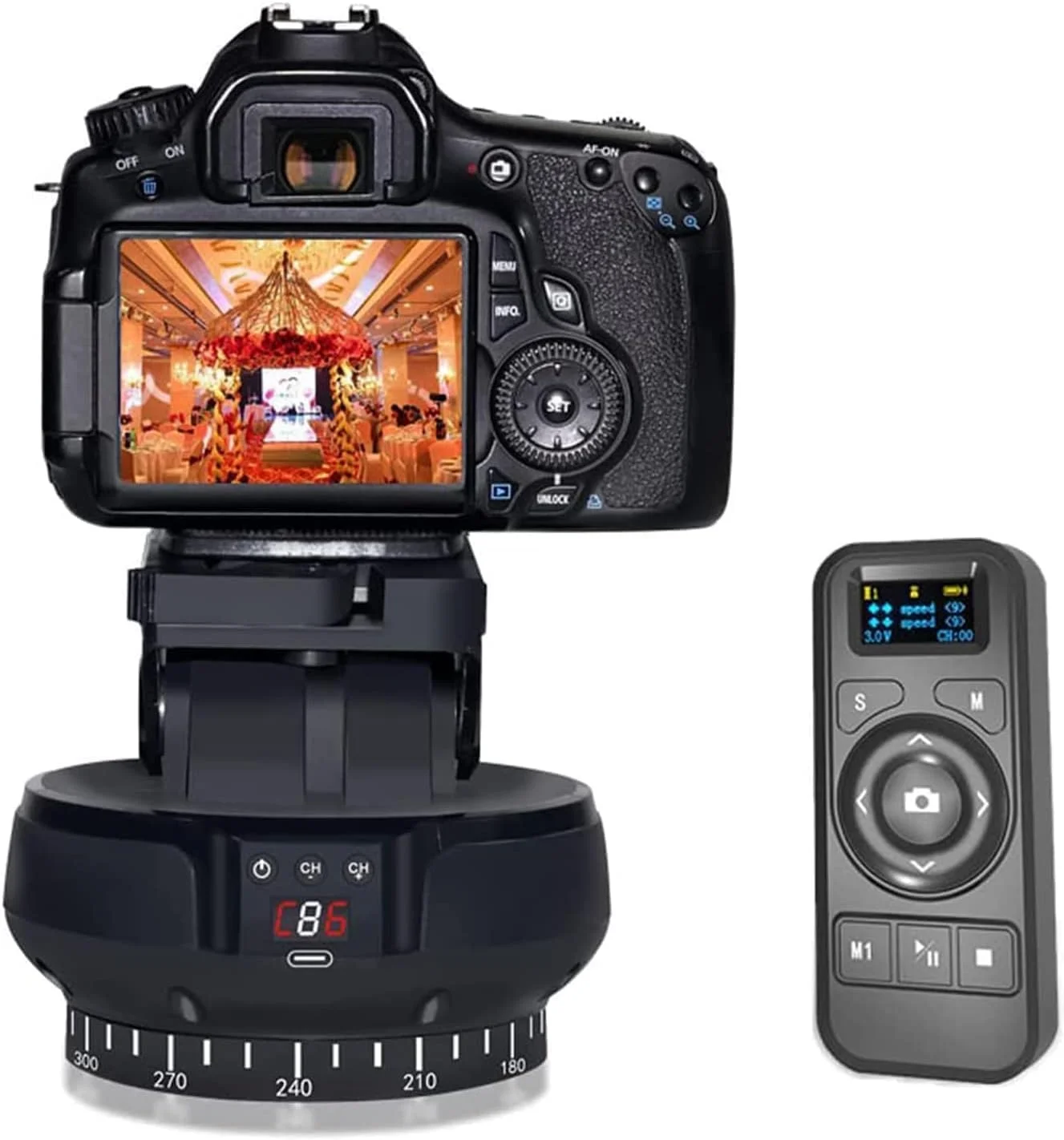 سر سه پایه پانوراما موتوری Byged با کنترل از راه دور 100 متری، چرخش 360 درجه بی سیم، شیب ±35 درجه، سرعت قابل تنظیم 9 دنده، سر سه پایه پانوراما برای تلفن های هوشمند، دوربین