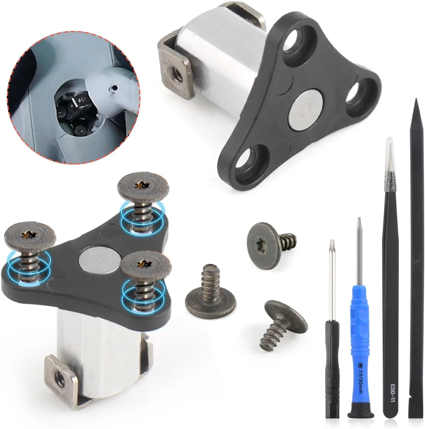 محور بازوی جلویی جایگزین برای DJI Mini 4 Pro/Mini 3 به همراه پیچ‌های شفت بازوی جلویی و ابزار تعمیر (2 عدد محور بازو و 6 عدد پیچ)