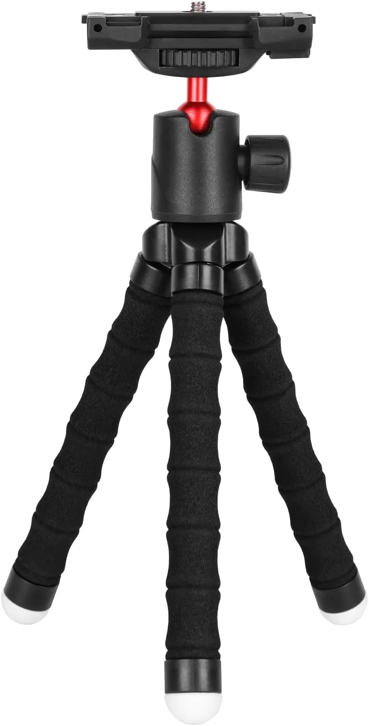 سه پایه انعطاف پذیر و چند منظوره پرودو 33 سانتی متر، قطر پایه 19.8 میلی متر، طول تاشو 255 میلی متر، سر پانوراما 360 درجه، پایه لوازم جانبی، فوم با چگالی بالا - مشکی