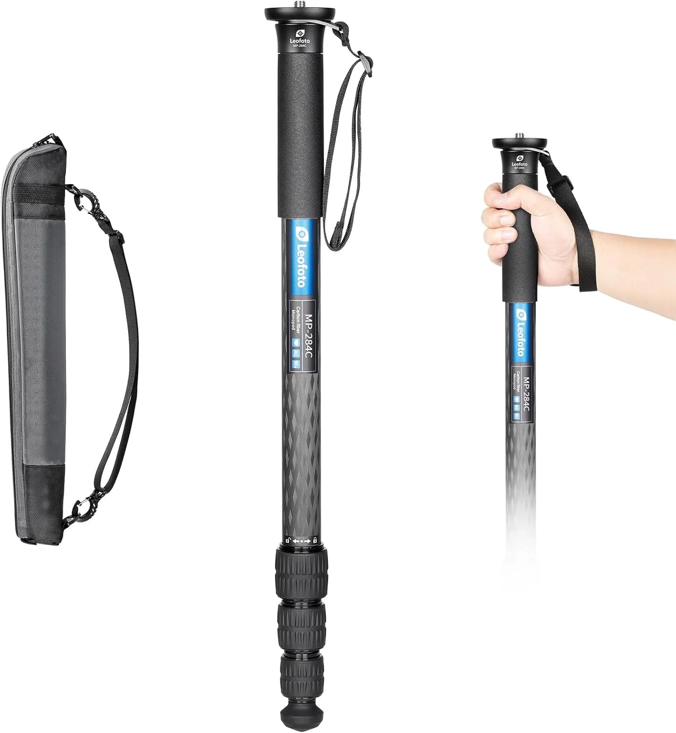 تک پایه کربنی Leofoto - بسیار قوی - ظرفیت حمل: 18 کیلوگرم - حداکثر ارتفاع: 165 سانتی متر (بدون سر توپی) - سبک وزن - MP-284C