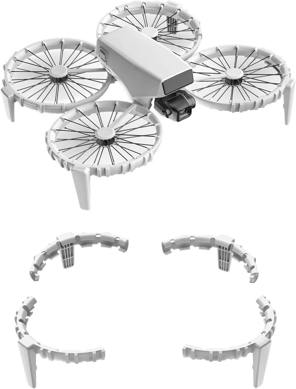 محافظ ملخ - اتصال سریع برای DJI Mini 2/Mini 3 Pro/SE - محافظ تیغه با حلقه های ضربه گیر ضد سقوط، زره سبک وزن TPU برای پرواز در فضای داخلی و ایمنی مبتدیان (5.3 اینچ، مشکی)