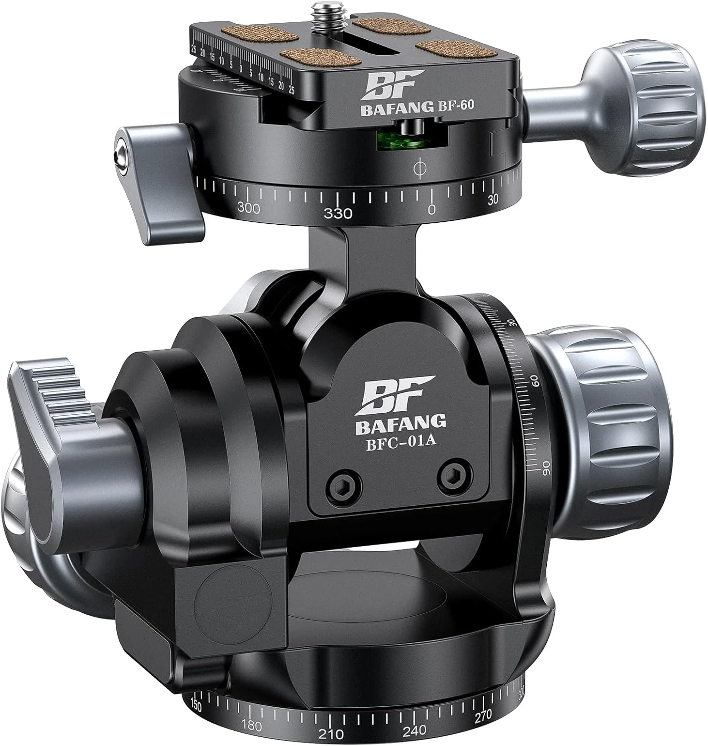 سر سه پایه دنده ای، سر سه پایه حرفه ای با صفحه رهاسازی سریع و تراز حبابی، تنظیم دقیق شیب، پانورامای دوگانه 360 درجه، سنگین برای سه پایه، تک پایه، لغزنده های دوربین