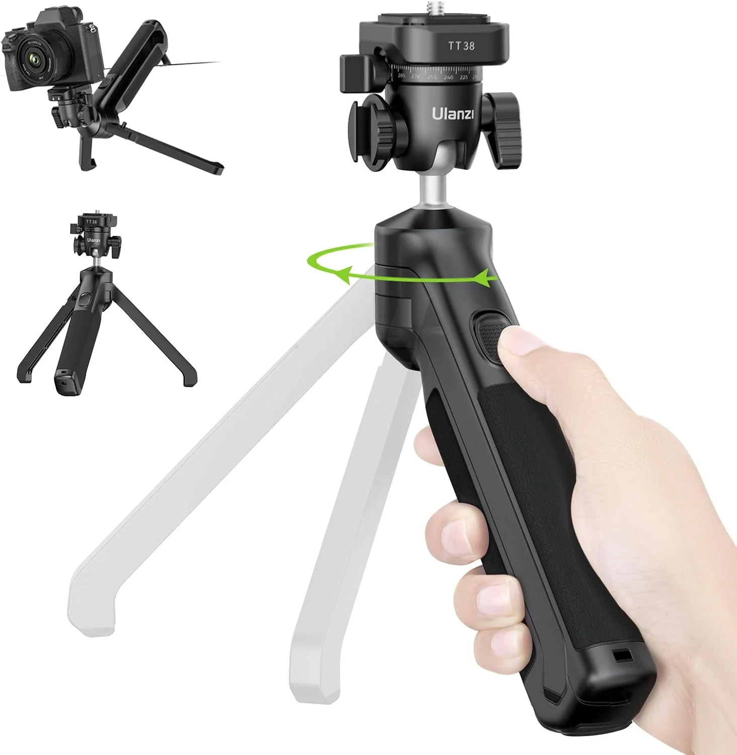 سه پایه کوچک ULANZI TT38، ظرفیت بارگیری 3 کیلوگرم، سه پایه دوربین کوچک با رهاسازی سریع UKa و F38، سه پایه رومیزی مسافرتی سازگار با Sony a7c، Nikon Z30 و FUJIFILM X-S10/X-S20