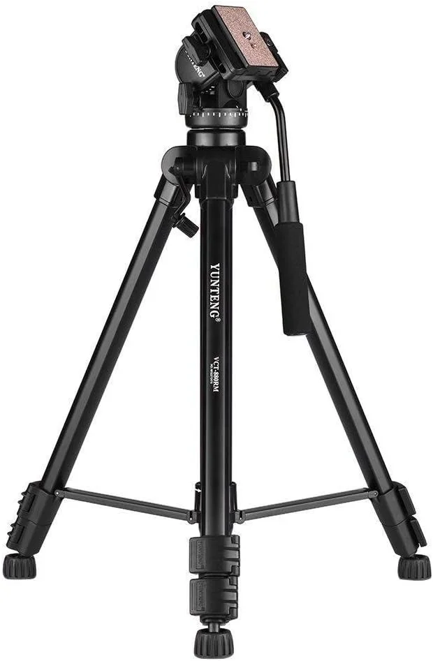 سه پایه آلومینیومی قابل حمل YUNTENG VCT-880، سه پایه تلسکوپی 3 قسمتی با سر توپی میرایی 2 طرفه برای دوربین های DSLR کانن نیکون سونی، حداکثر ظرفیت بار 5 کیلوگرم
