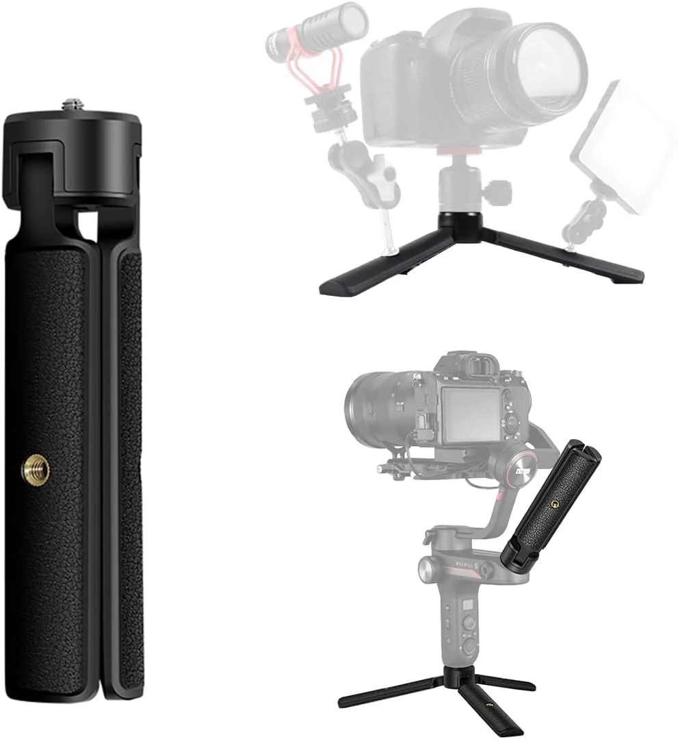 سه پایه رومیزی کوچک برای گیمبال/دوربین های DSLR، پایه سه پایه رومیزی دسته گریپ برای DJI Ronin S/SC، Zhiyun Weebill S/Smooth، Osmo Mobile با سوراخ های پیچ 1/4 اینچی توسعه یافته