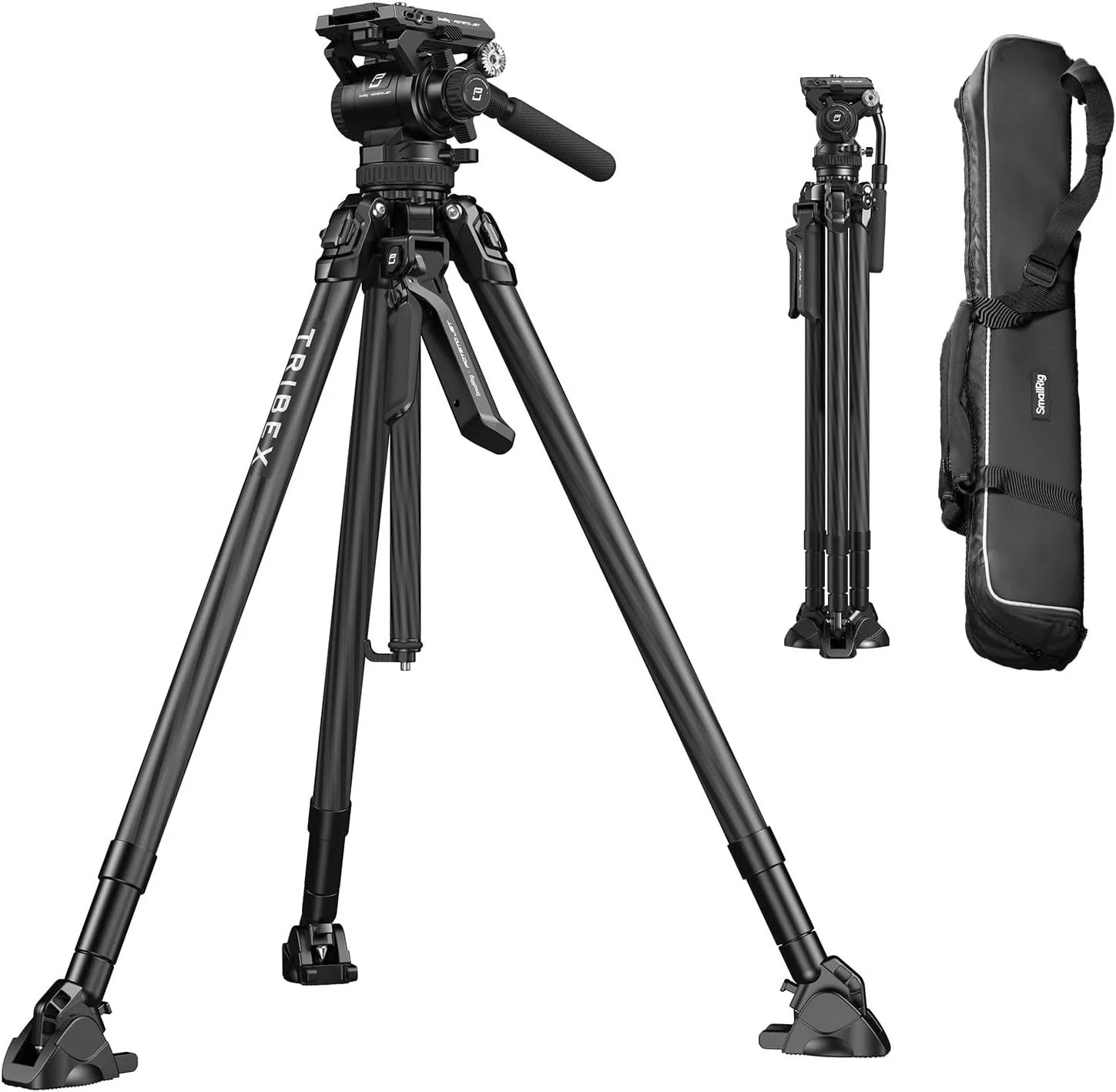 کیت سه پایه فیبر کربنی هیدرولیک SmallRig x Potato Jet Tribex، سه پایه ویدیویی تلسکوپی با سرعت بالا، هد سیال با تعادل متقابل 4 سطح، میرایی بدون پله در Pan/Tilt و 6 کیلوگرم (سری Origin)