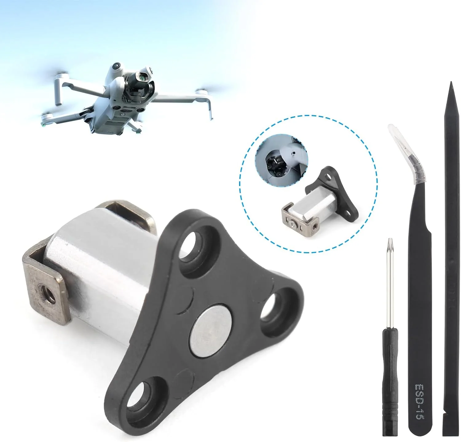 محور بازوی جلویی جایگزین برای DJI Mini 4 Pro/Mini 3 به همراه ابزار تعمیر