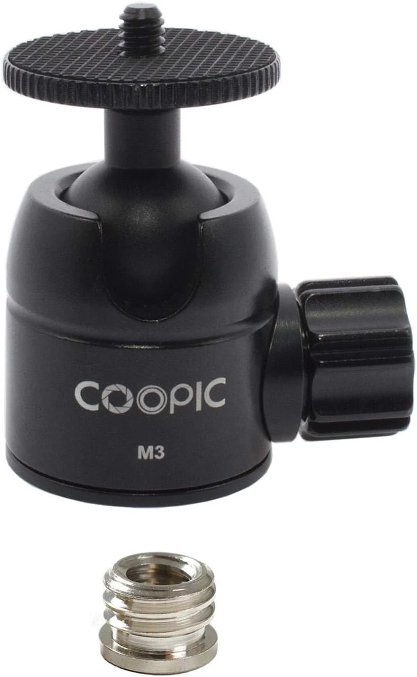 سر توپی سه پایه COOPIC M3، فلزی با قابلیت چرخش 360 درجه و شیب 90 درجه، دارای پیچ 1/4 اینچی برای دوربین دیجیتال، دوربین DSLR، تلفن همراه، تک پایه و پایه نور