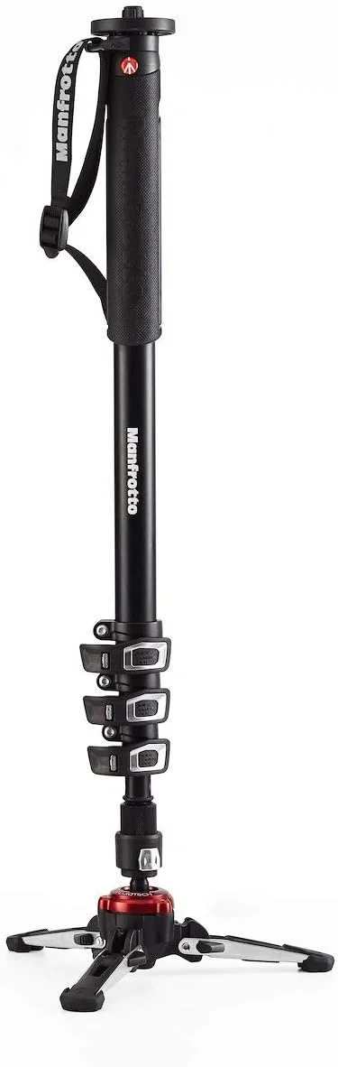 تک پایه فیلمبرداری آلومینیومی 4 قسمتی Manfrotto XPRO+ با پایه سیال، میله نگهدارنده دوربین و فیلم، لوازم جانبی عکاسی برای تولید محتوا، فیلم، ولاگ