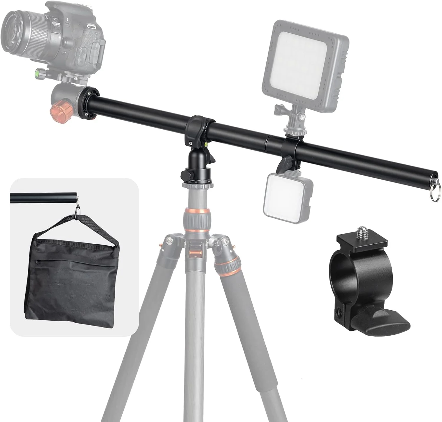 بازوی بوم سه پایه دوربین TARION، بازوی توسعه آلیاژ آلومینیوم 57 سانتی متری، ستون مرکزی خارجی با قابلیت چرخش 360 درجه به همراه کیسه شن وزنه تعادل برای عکاسی و فیلمبرداری از بالا (بازوی بوم دوربین)