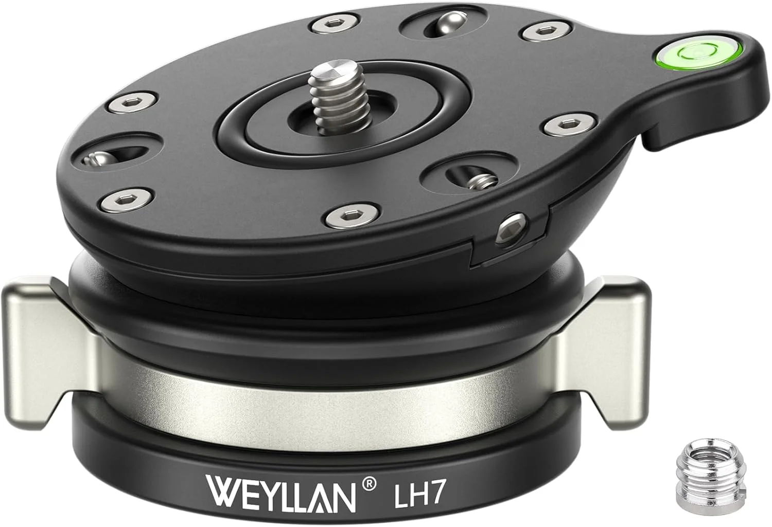 دستگاه تراز کننده پایه سه پایه دوربین WEYLLAN، صفحه تخت تنظیم سر سه پایه سازگار با دوربین های DSLR کانن، نیکون، سونی، سه پایه های دوربین فیلمبرداری، تک پایه ها، ظرفیت بارگیری 10 کیلوگرم دستگاه تراز کننده پایه سه پایه دوربین WEYLLAN، صفحه تخت تنظیم سر سه پایه سازگار با دوربین های DSLR کانن، نیکون، سونی، سه پایه های دوربین فیلمبرداری، تک پایه ها، ظرفیت بارگیری 10 کیلوگرم