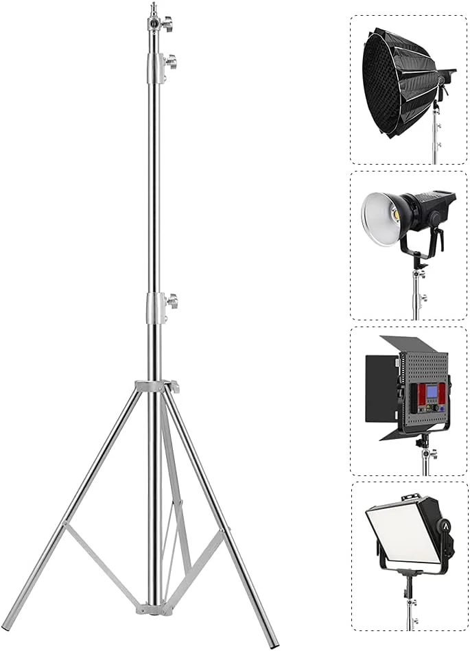 پایه سه پایه استیل ضد زنگ برای نورپردازی عکاسی و فیلمبرداری، پایه سه پایه سنگین با فنر، 2.8 متر، آداپتور سه پایه سنگین جهانی برای استودیو عکاسی، نور تکی، رفلکتور، پرتره