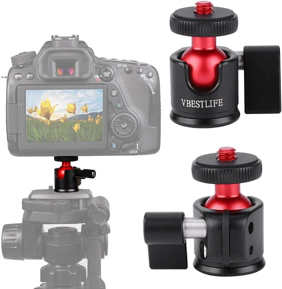 سر توپی فلزی 360 درجه Cryfokt، طراحی مینی با مانت پیچی 1/4 اینچی برای دوربین ها، دستگیره قابل تنظیم برای نصب سریع دوربین، محافظت ضد لغزش، ایده آل برای علاقه مندان به عکاسی