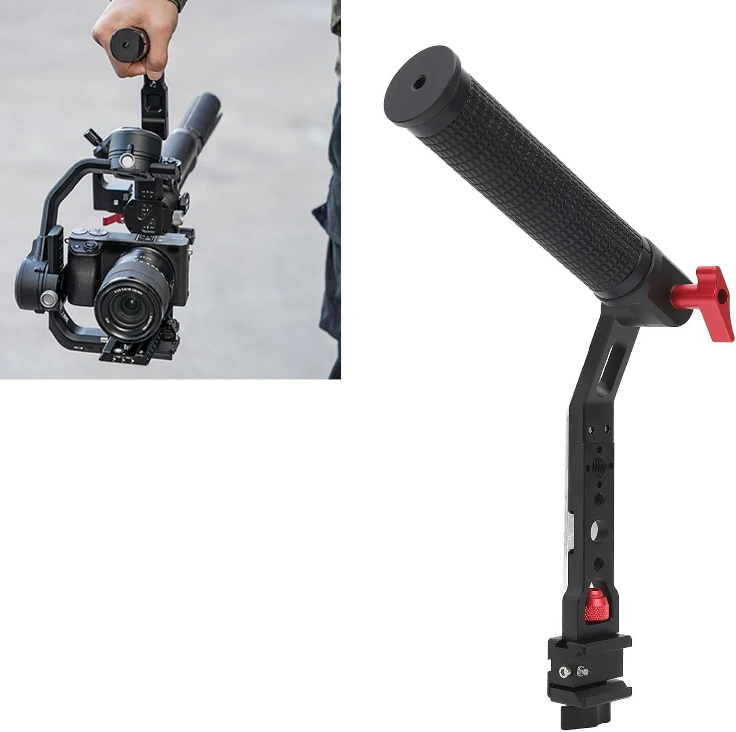 دسته نگهدارنده تثبیت کننده Denash، دسته قابل تنظیم با استحکام بالا چرخش 360 درجه سوراخ های پیچ 3/8 اینچی چند زاویه ای برای Ronin RS3 برای Ronin RSC2