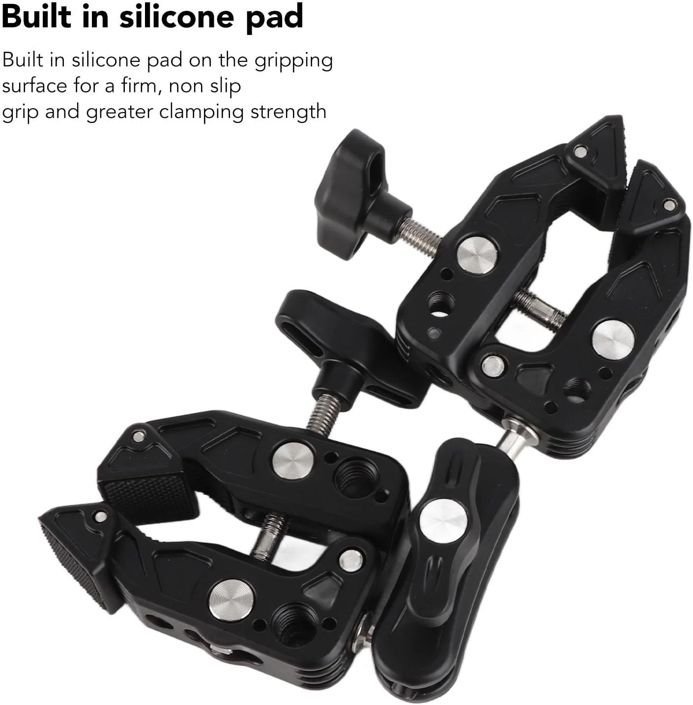 گیره دوبل دوربین RIZGHWOY، گیره دوگانه آلومینیومی مستحکم برای لامپ استودیویی عکاسی، میکروفون، سه پایه - آلیاژ آلومینیوم گیره دوبل دوربین RIZGHWOY، گیره دوگانه آلومینیومی مستحکم برای لامپ استودیویی عکاسی، میکروفون، سه پایه - آلیاژ آلومینیوم