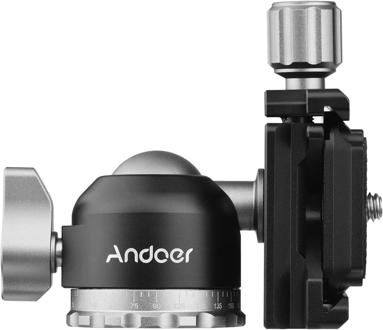 آداپتور سه پایه هد توپی پانوراما فشرده با صفحه رهاسازی سریع، اتصال دهنده پیچی 1/4 اینچی، آلیاژ آلومینیوم ماشینکاری CNC، ظرفیت بار 5 کیلوگرم، تراز حباب ضد لغزش، شیار U شکل 360 درجه