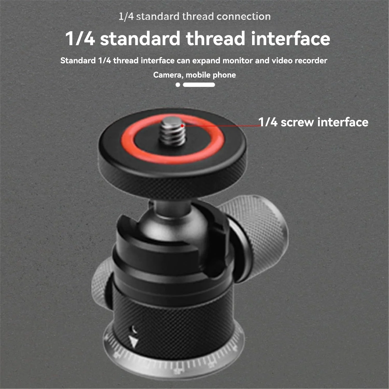 هد توپی سه پایه آلیاژ آلومینیوم با چرخش 360 درجه پانوراما و پایه مدرج چرخش 180 درجه، اتصال جهانی 1/4 اینچی برای دوربین های DSLR و بدون آینه و تک پایه