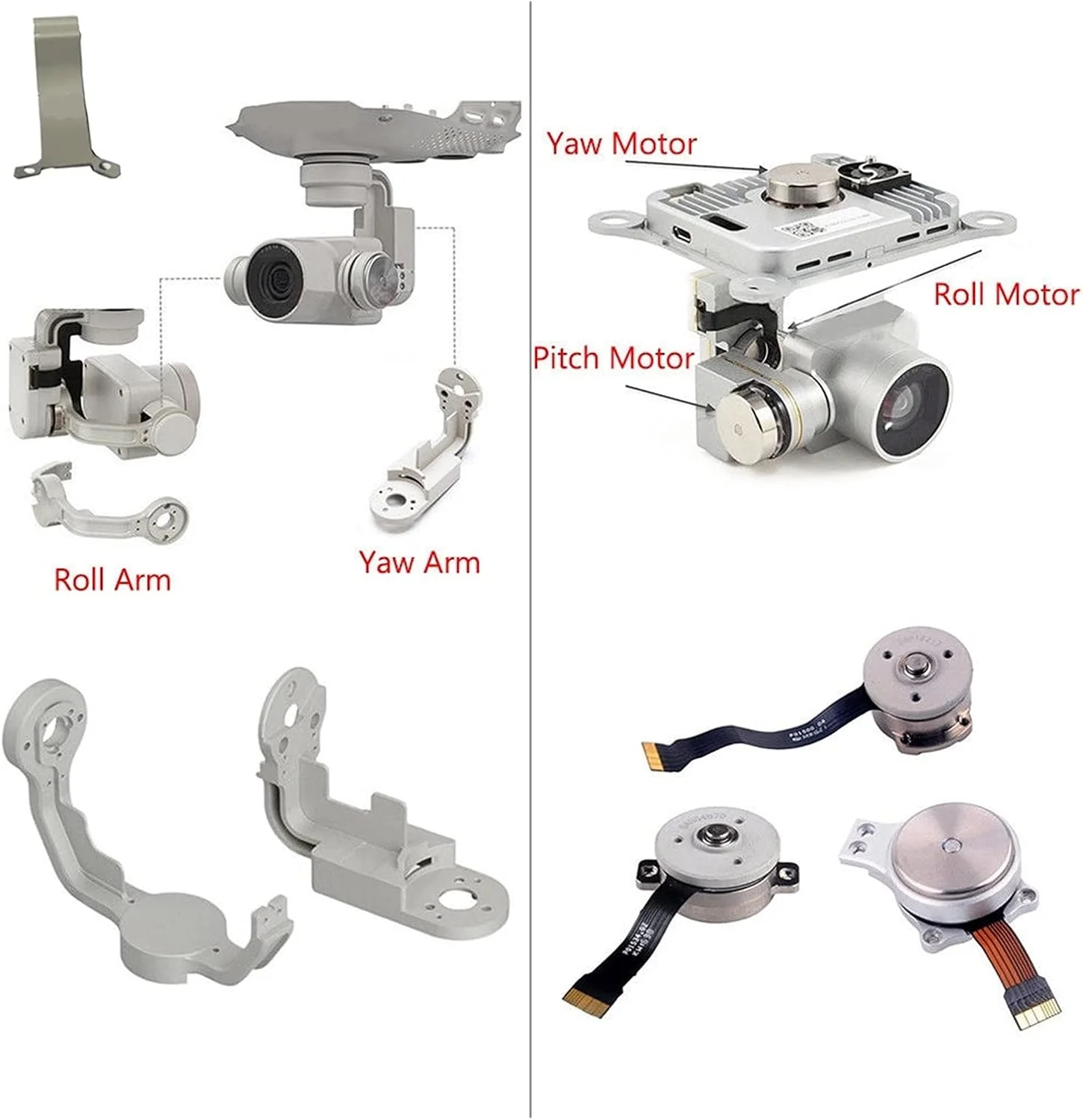 بازوی گیمبال Yaw Roll Pitch / موتور گیمبال دوربین R P Y براکت قطعات یدکی تعمیر، برای فانتوم 4/4 پرو جایگزینی بازو پهپاد (بازوی Roll P4)