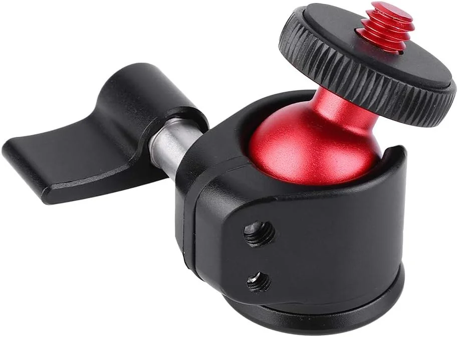 سر توپی فلزی کوچک 360 درجه Dpofirs برای نور پرکننده دوربین DSLR، سر توپی کوچک آلیاژ آلومینیومی با پیچ 1/4 اینچی برای سه پایه، لوازم جانبی دوربین ضد لغزش و ضد خش
