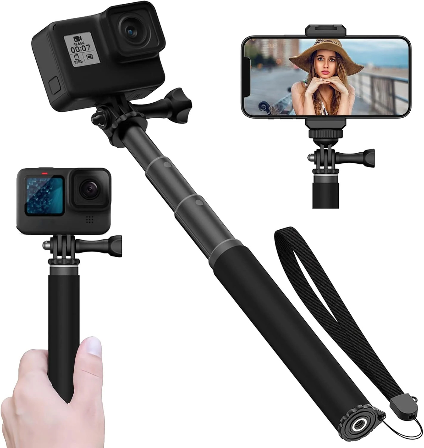 مونوپاد مینی سلفی استیک برای GoPro Hero 13 DJI Osmo Action 5 Pro DJI Action 4 3