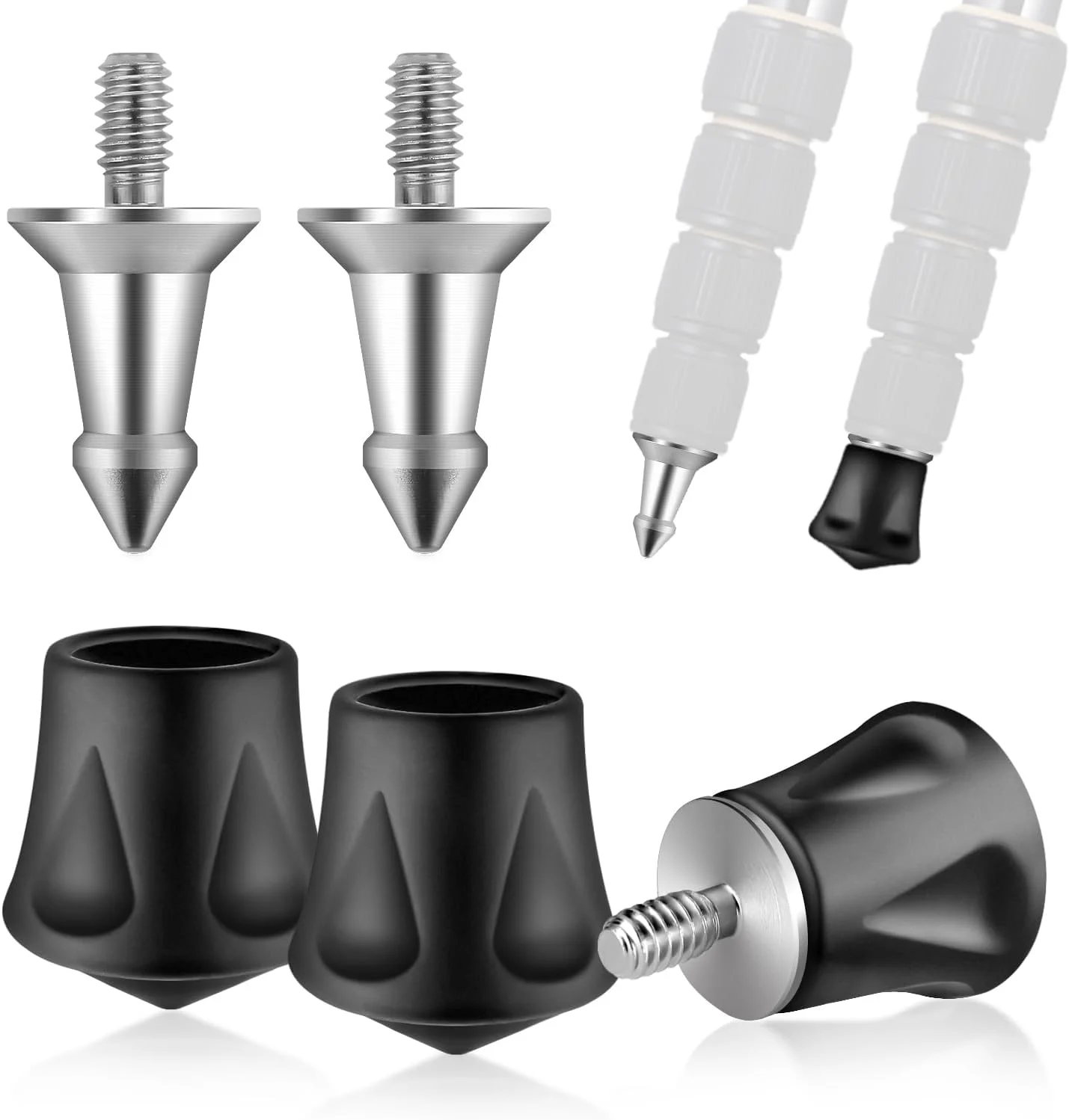 ریگیچ 6 عددی پایه سه پایه، پایه های لاستیکی رزوه دار 1/4-20 ضد لغزش و پایه های سه پایه استیل ضد زنگ، قطعات جایگزین