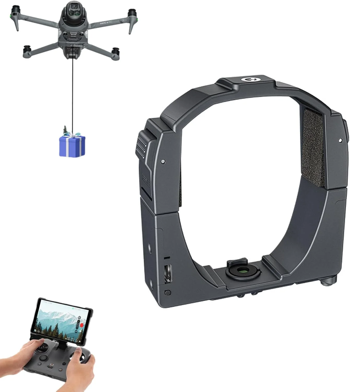 سیستم رهاسازی بار هوایی پهپاد مناسب برای لوازم جانبی MAVIC 4 Pro، براکت توسعه سیستم رهاسازی بار پهپاد، دستگاه تحویل طعمه ماهی - تنظیم حساس به نور