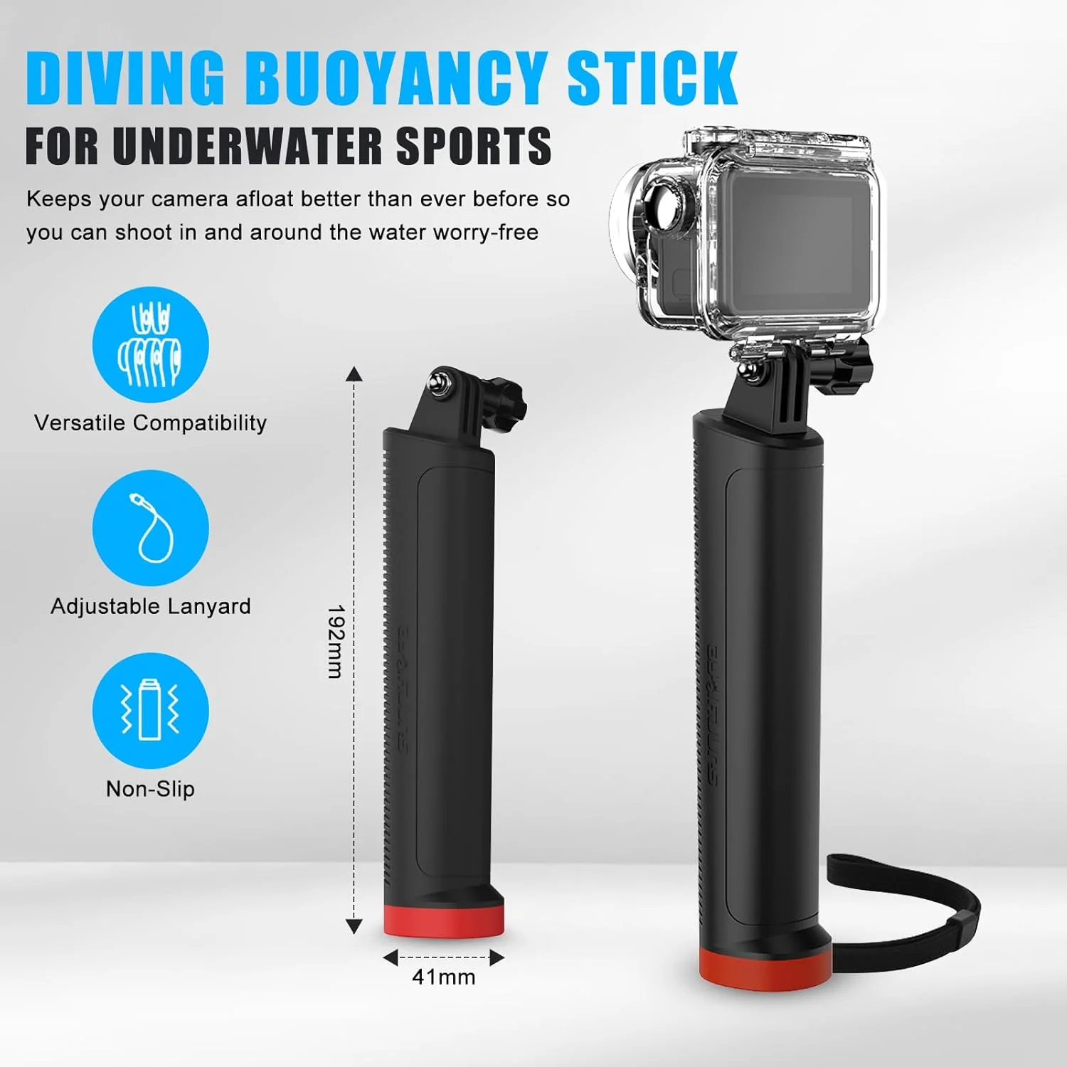 دسته شناور SYACHI، دسته چند منظوره شناور برای دوربین های GoPro Hero، دسته ضد لغزش زیر آب، سازگار با دوربین های اکشن، تک پایه غواصی و طناب ایمنی دسته شناور SYACHI، دسته چند منظوره شناور برای دوربین های GoPro Hero، دسته ضد لغزش زیر آب، سازگار با دوربین های اکشن، تک پایه غواصی و طناب ایمنی