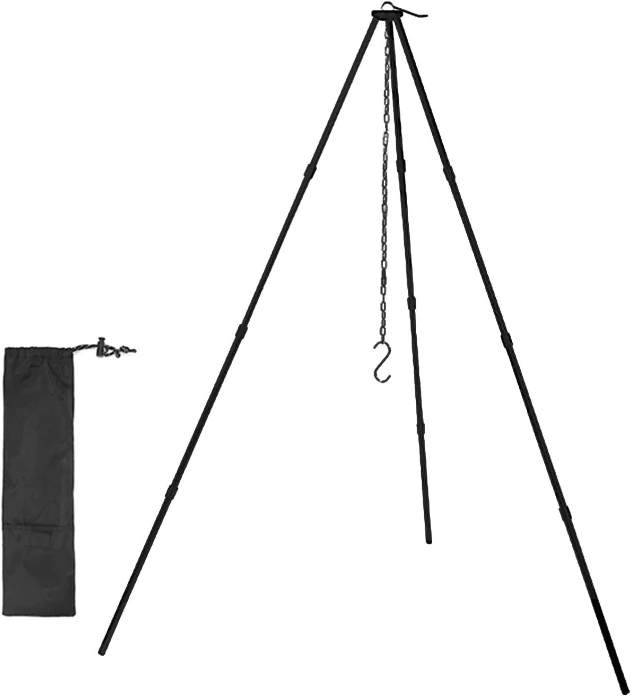 سه پایه پخت و پز تجهیزات کمپینگ - سه پایه اجاق گاز لوازم جانبی کمپینگ، اجاق گاز تاشو سبک وزن برای کوله گردی با زنجیر قابل تنظیم، آلیاژ آلومینیوم